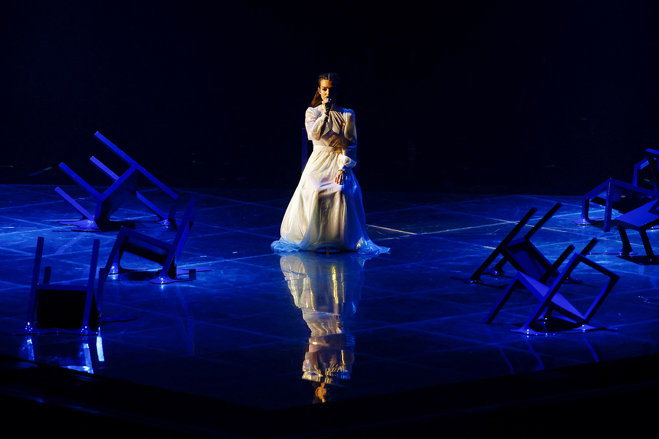 Amanda Georgiadi Tenfjord from Greece performs during the first semi-final of the 2022 Eurovision Song Contest in Turin, Italy, May 10, 2022. REUTERS