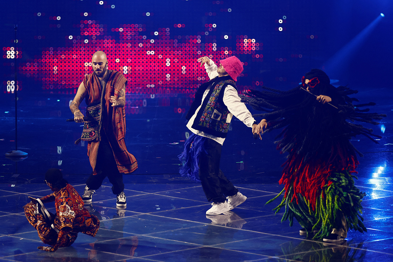 Kalush Orchestra from Ukraine perform during the first semi-final of the 2022 Eurovision Song Contest in Turin, Italy, May 10, 2022. REUTERS