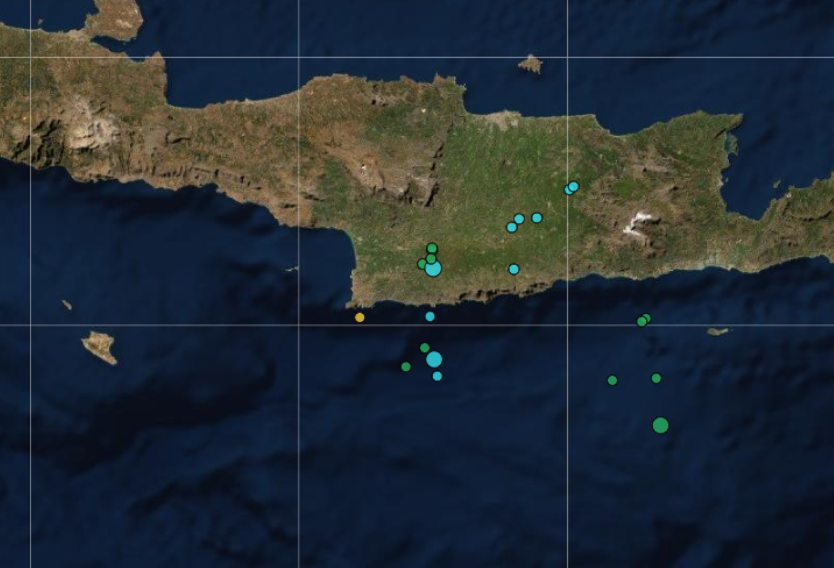 Διπλός σεισμός στο Ηράκλειο: Στα νότια  της Μιαμούς