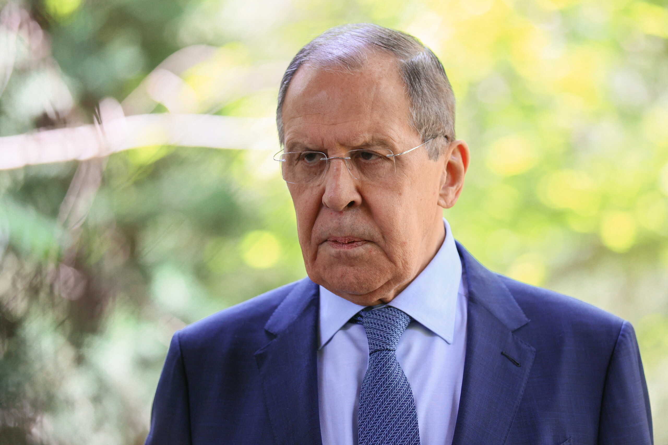Russian Foreign Minister Sergei Lavrov speaks to the media during a meeting of the Council of Foreign Ministers of the Commonwealth of Independent States (CIS) in Dushanbe, Tajikistan May 13, 2022. Russian Foreign Ministry