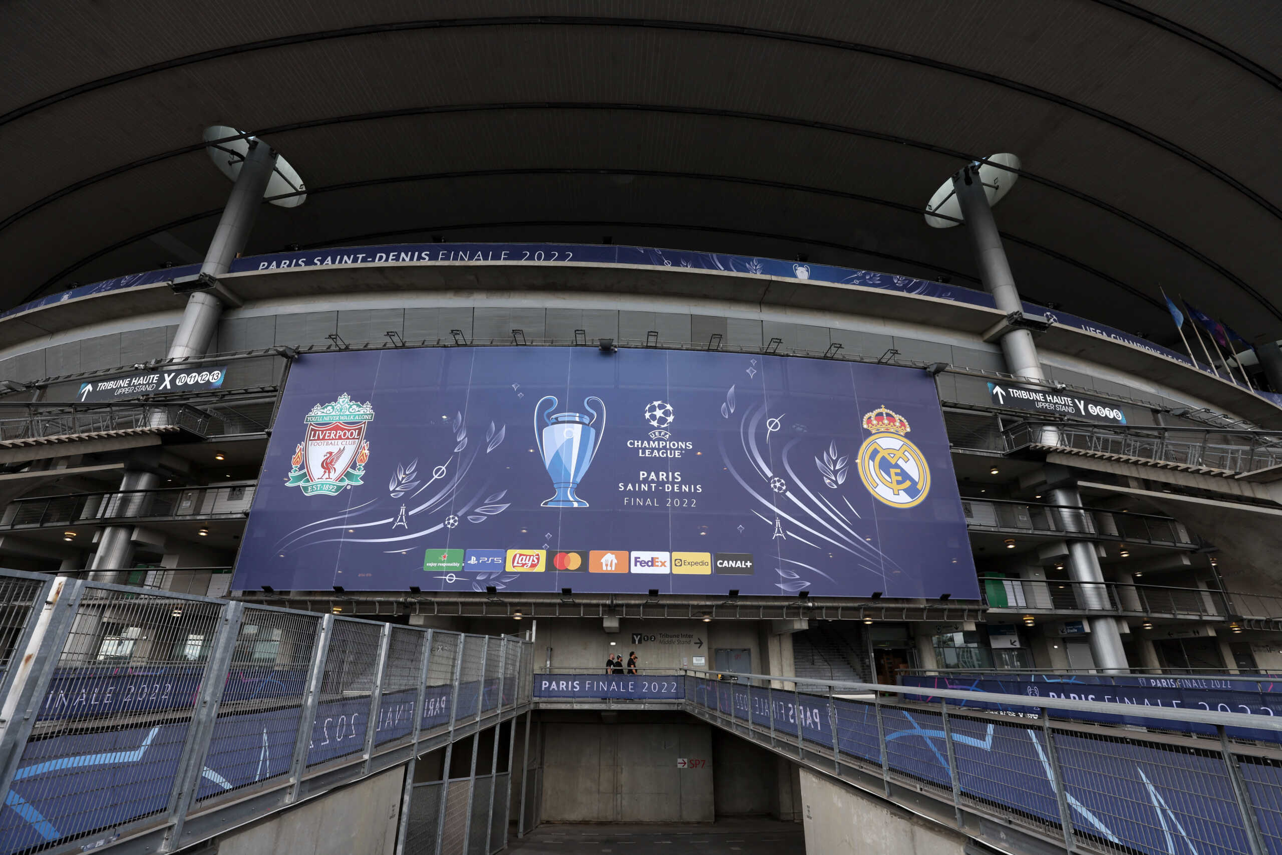 Soccer Football - Champions League Final - Preview - Liverpool v Real Madrid - Stade de France, Saint-Denis near Paris, France - May 27, 2022 General view outside the stadium REUTERS