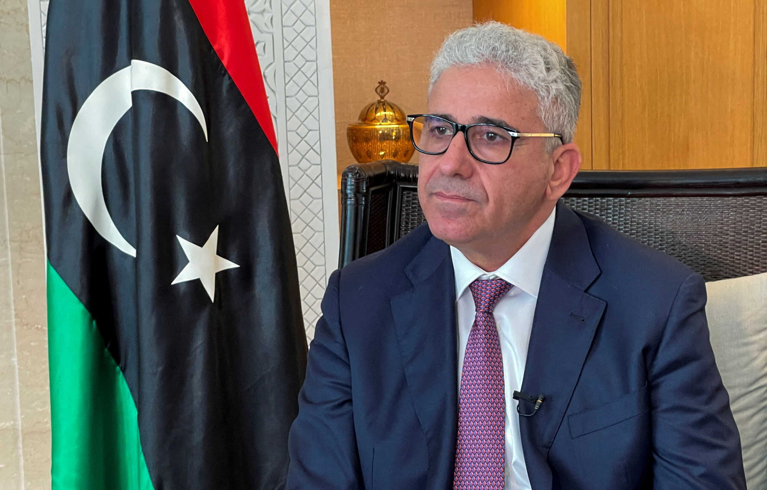 FILE PHOTO: Libya's Fathi Bashagha, who was appointed prime minister by the eastern-based parliament, looks on during an interview with Reuters in Tunis, Tunisia, March 30, 2022. Picture taken March 30, 2022. REUTERS