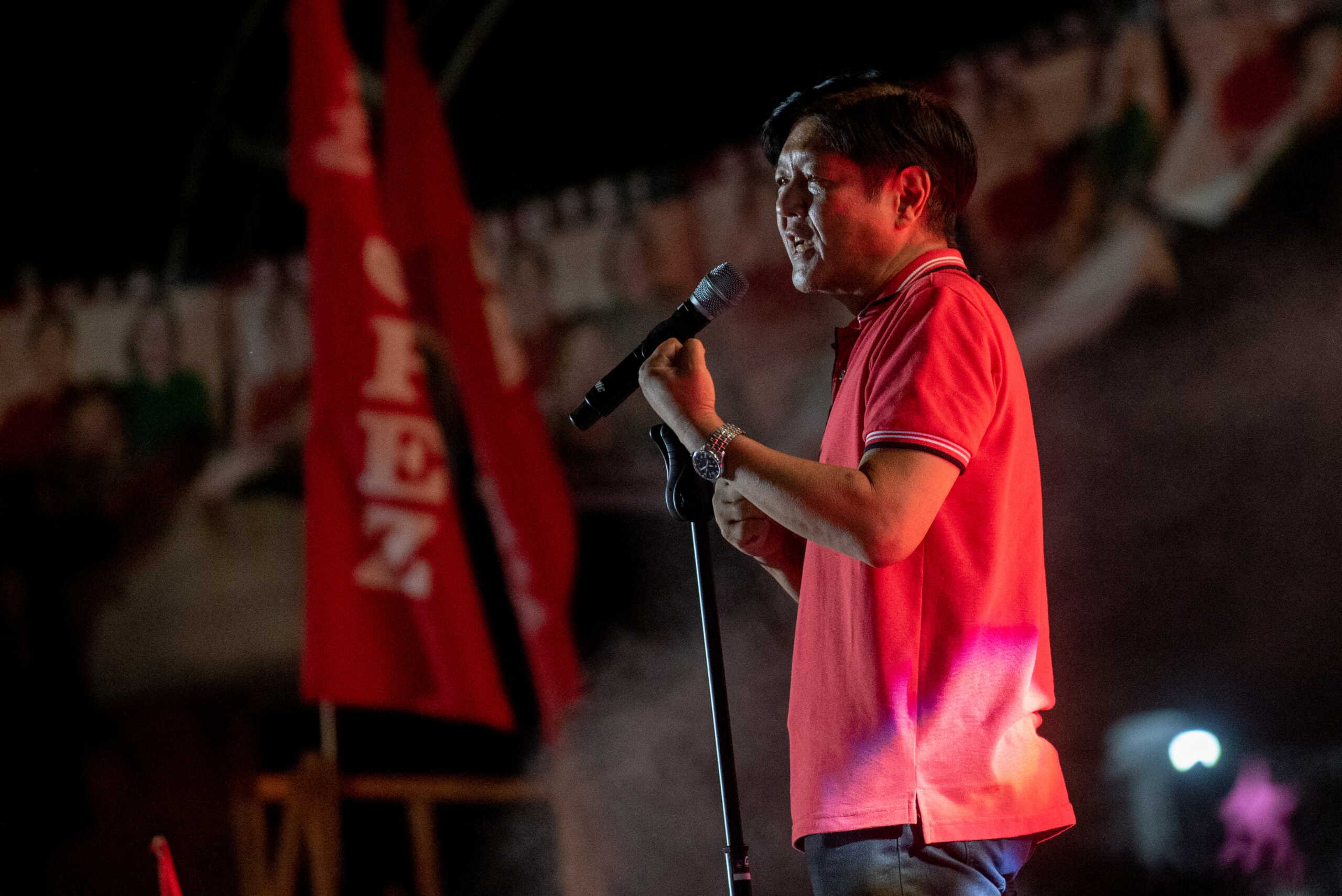 Philippine presidential candidate Ferdinand "Bongbong" Marcos Jr., son of late dictator Ferdinand Marcos, speaks during his campaign rally in Manila, Philippines, April 23, 2022. REUTES