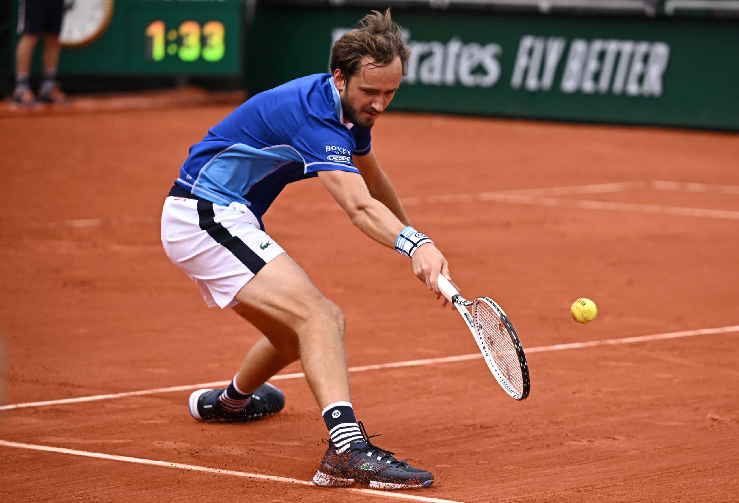 Tennis - French Open - Roland Garros, Paris, France - May 24, 2022  Russia's Daniil Medvedev in action during his first round match against Argentina's Facundo Bagnis REUTERS