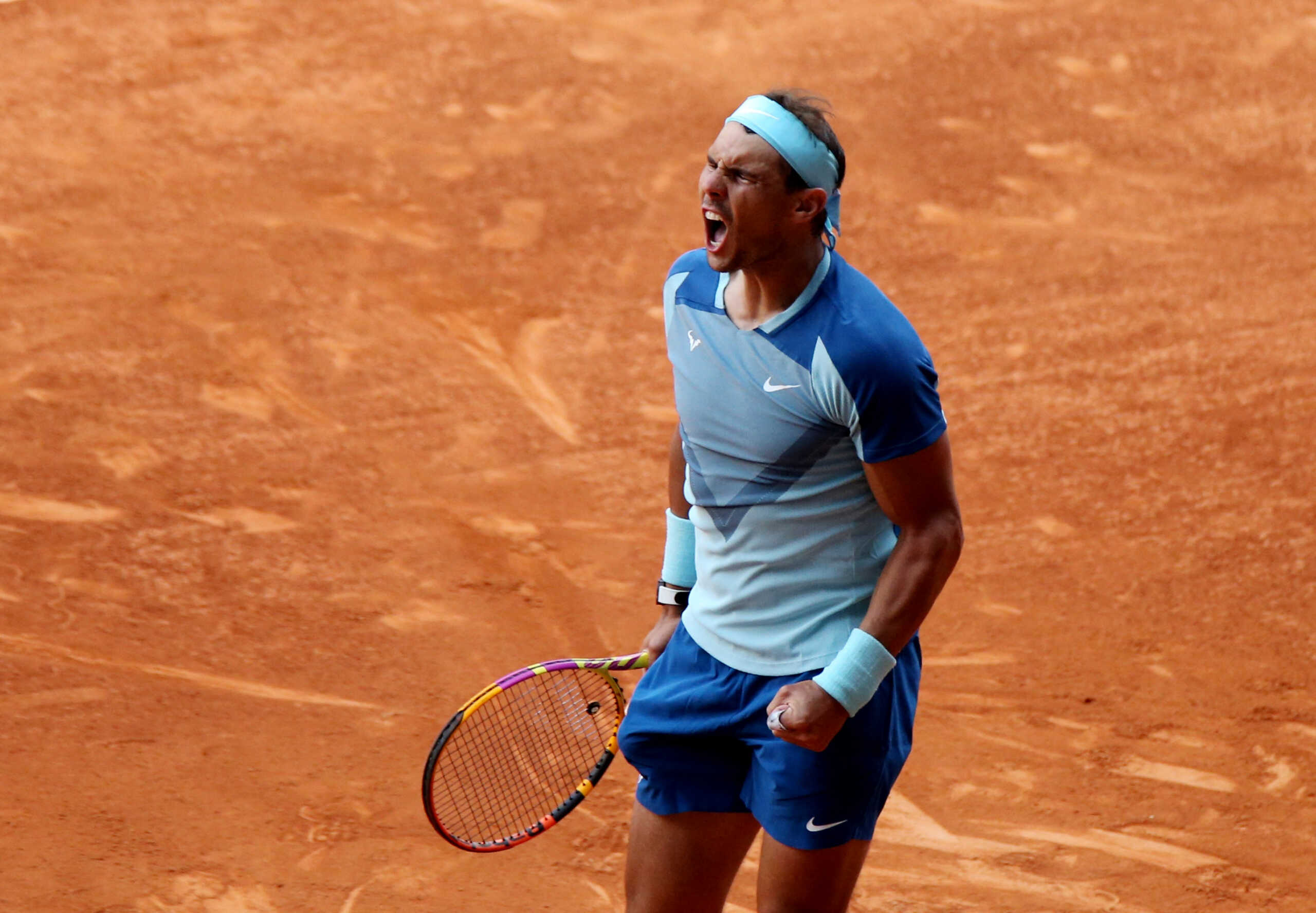 Tennis - ATP Masters 1000 - Madrid Open - Caja Magica, Madrid, Spain - May 5, 2022 Spain's Rafael Nadal celebrates after winning his third round match against Belgium's David Goffin REUTERS