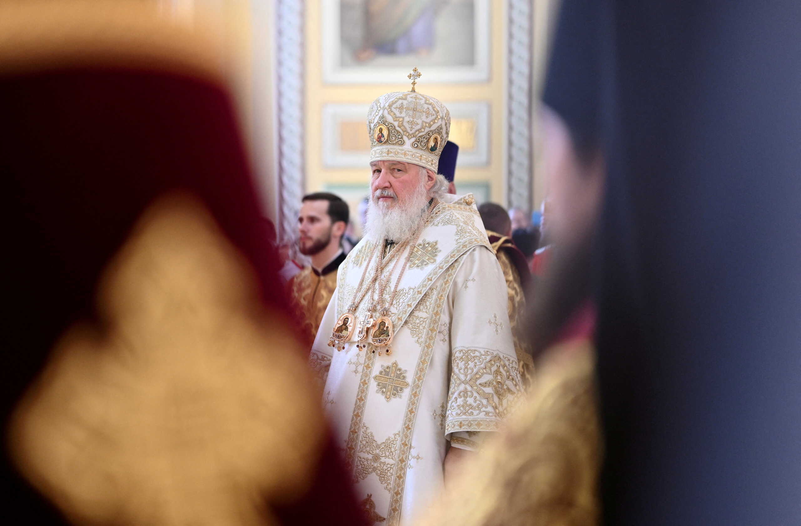 FILE PHOTO: Patriarch Kirill of Moscow and All Russia conducts a service to consecrate the renovated Cathedral of the Nativity of the Blessed Mother of God in Rostov-on-Don, Russia October 27, 2019. REUTERS