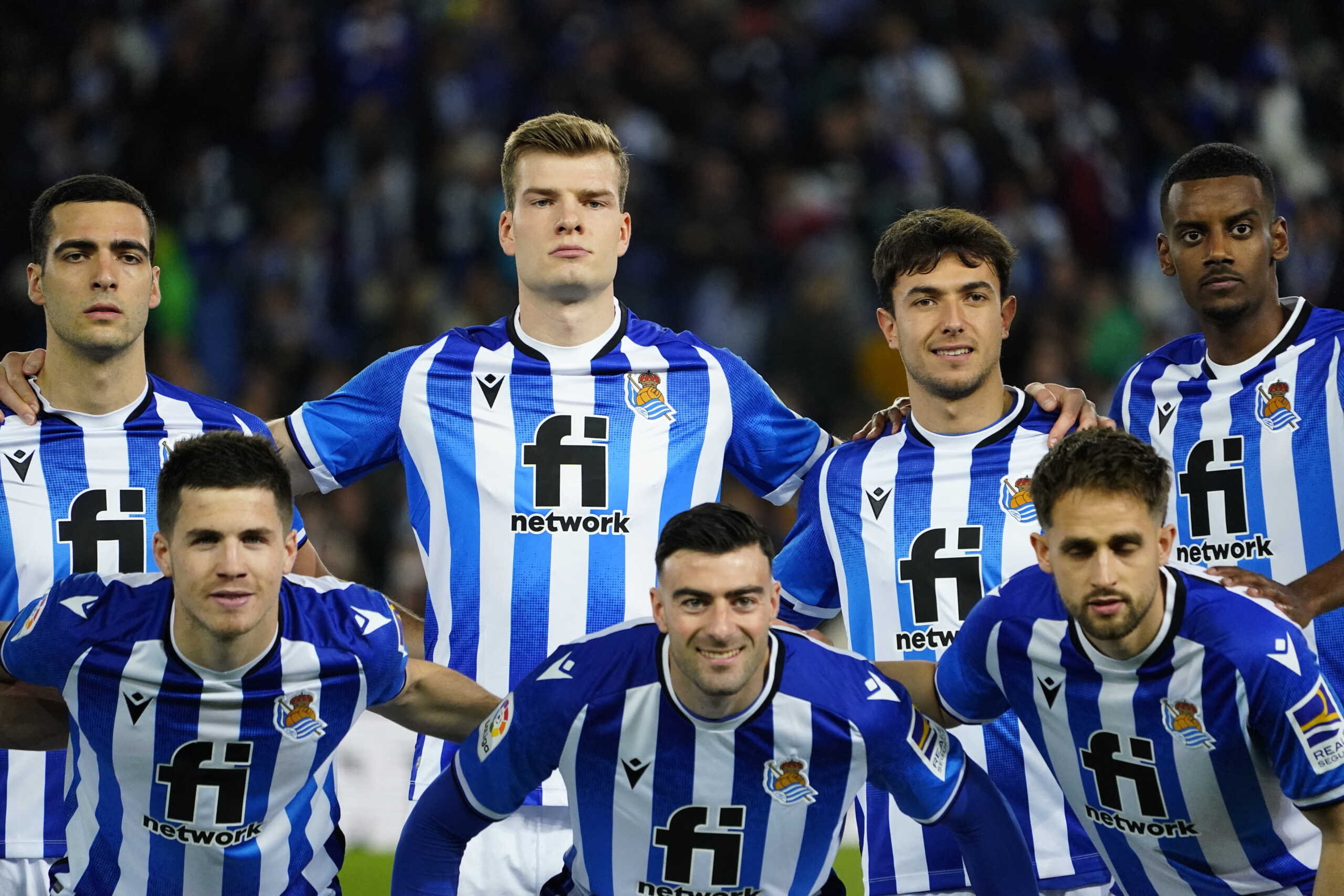 Soccer Football - LaLiga - Real Sociedad v FC Barcelona - Reale Arena, San Sebastian, Spain - April 21, 2022 Real Sociedad players pose for a team group photo before the match REUTERS