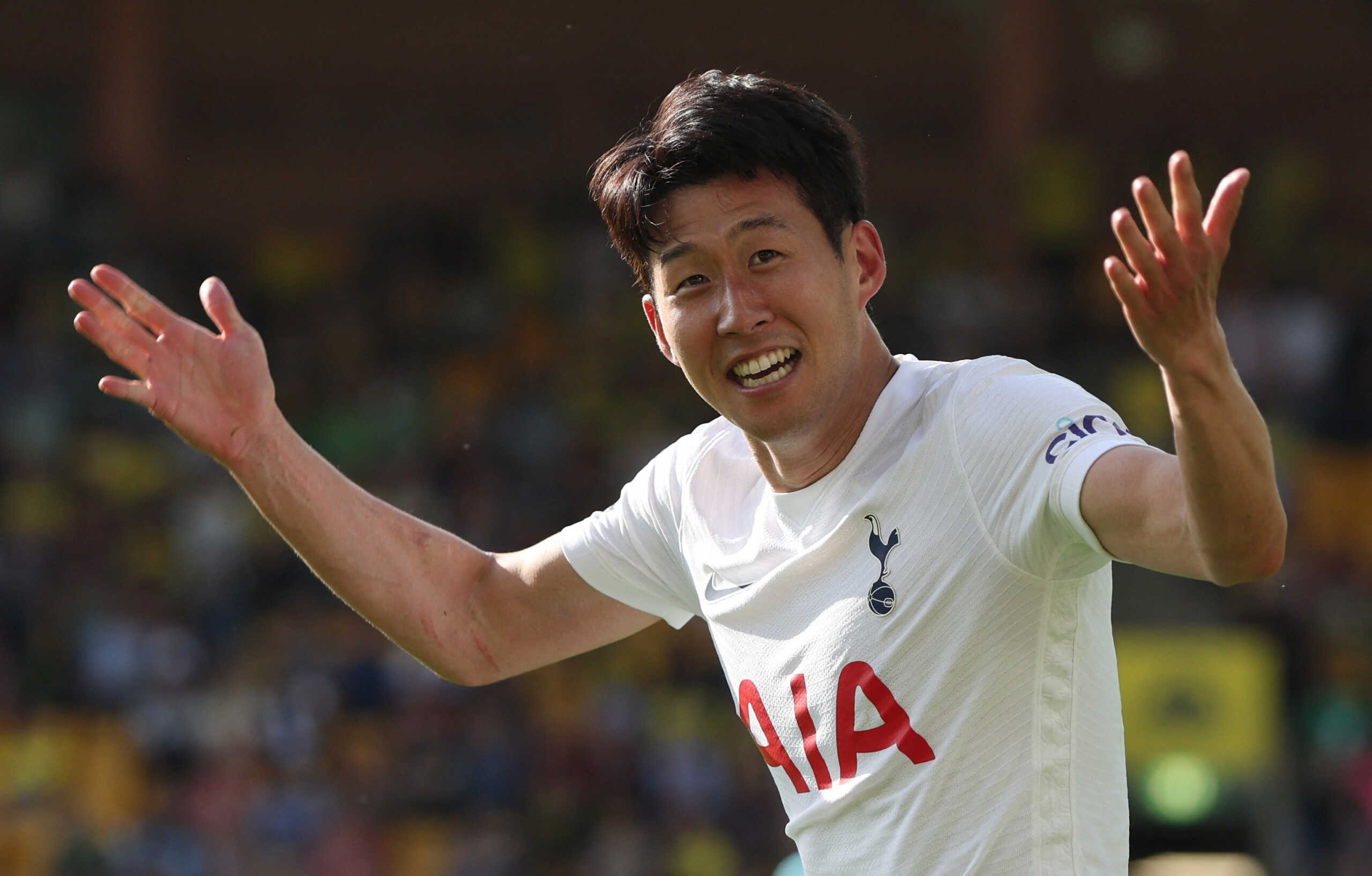 Soccer Football - Premier League - Norwich City v Tottenham Hotspur - Carrow Road, Norwich, Britain - May 22, 2022 Tottenham Hotspur's Son Heung-min celebrates scoring their fifth goal Action Images via Reuters