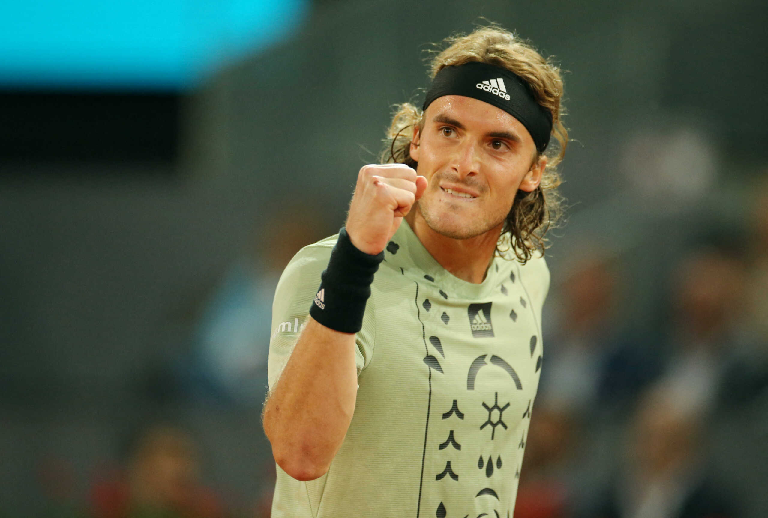 Tennis - ATP Masters 1000 - Madrid Open - Caja Magica, Madrid, Spain - May 6, 2022 Greece's Stefanos Tsitsipas reacts during his quarter final match against Russia's Andrey Rublev REUTERS