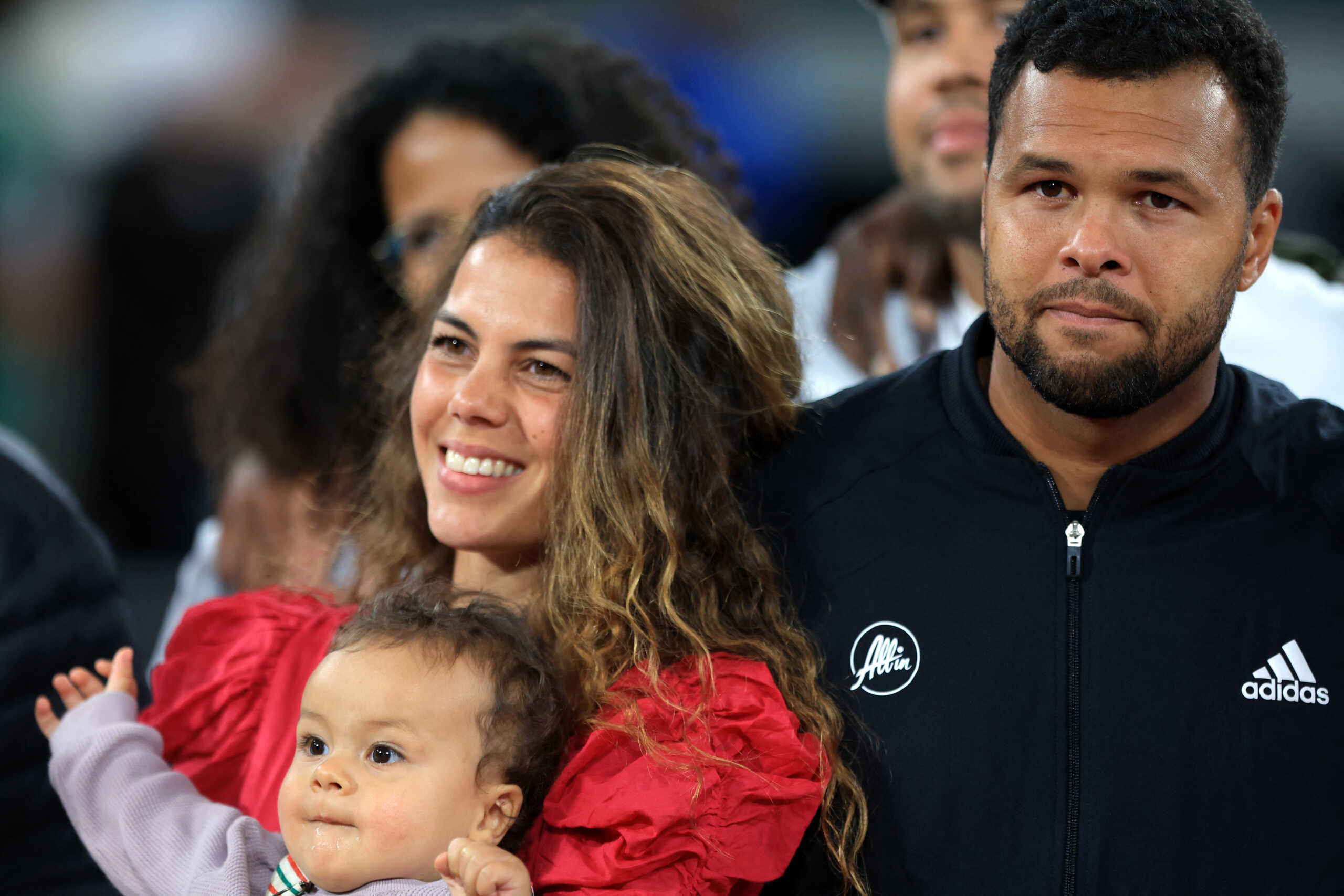 Tennis - French Open - Roland Garros, Paris, France - May 24, 2022 France's Jo-Wilfried Tsonga with his wife Noura El Shwekh after playing his final match before retiring REUTERS