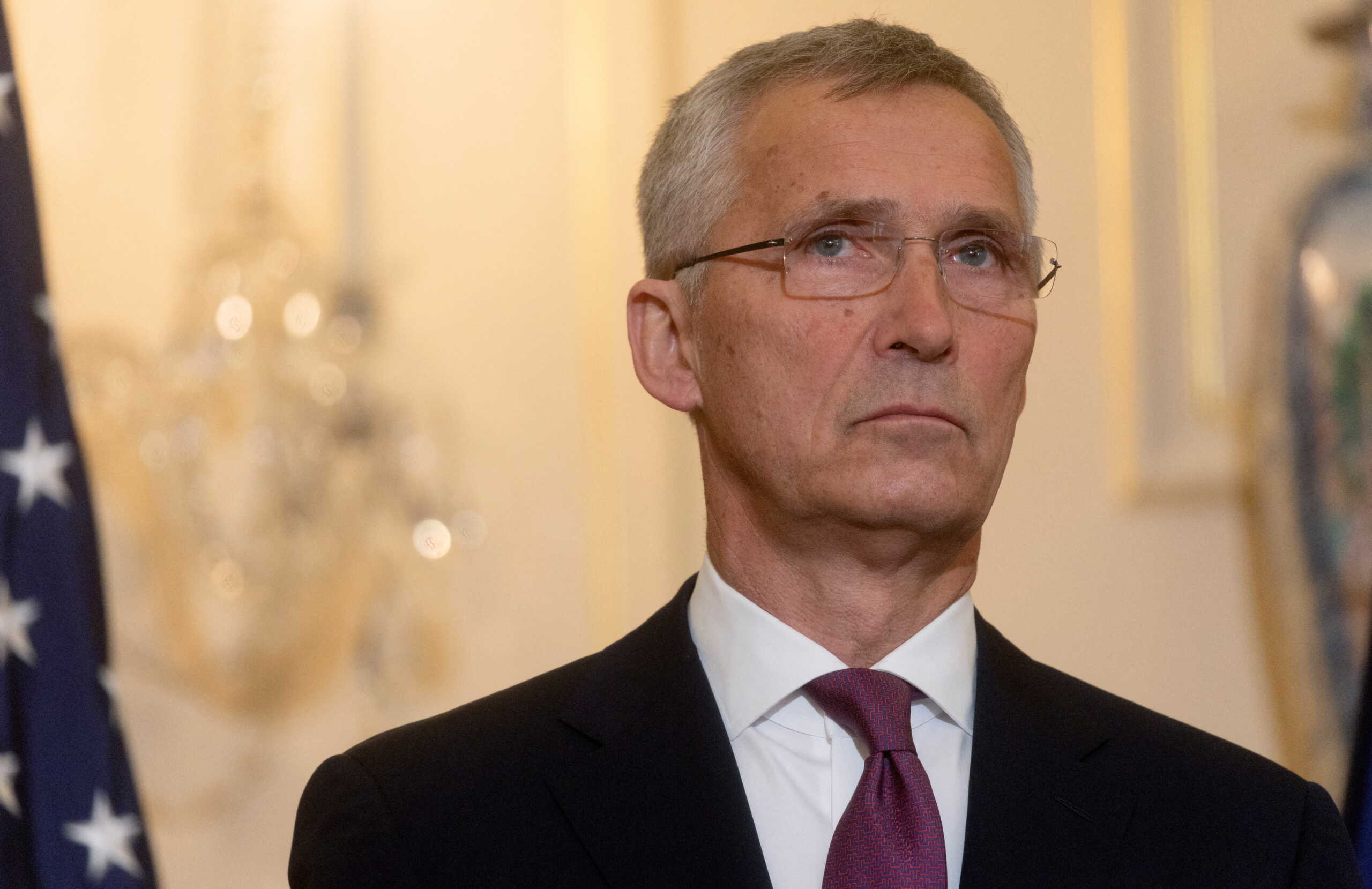 NATO Secretary-General Jens Stoltenberg delivers remarks to the news media as U.S. Secretary of State Antony Blinken hosts Stoltenberg at the State Department in Washington, U.S., June 1, 2022. REUTERS