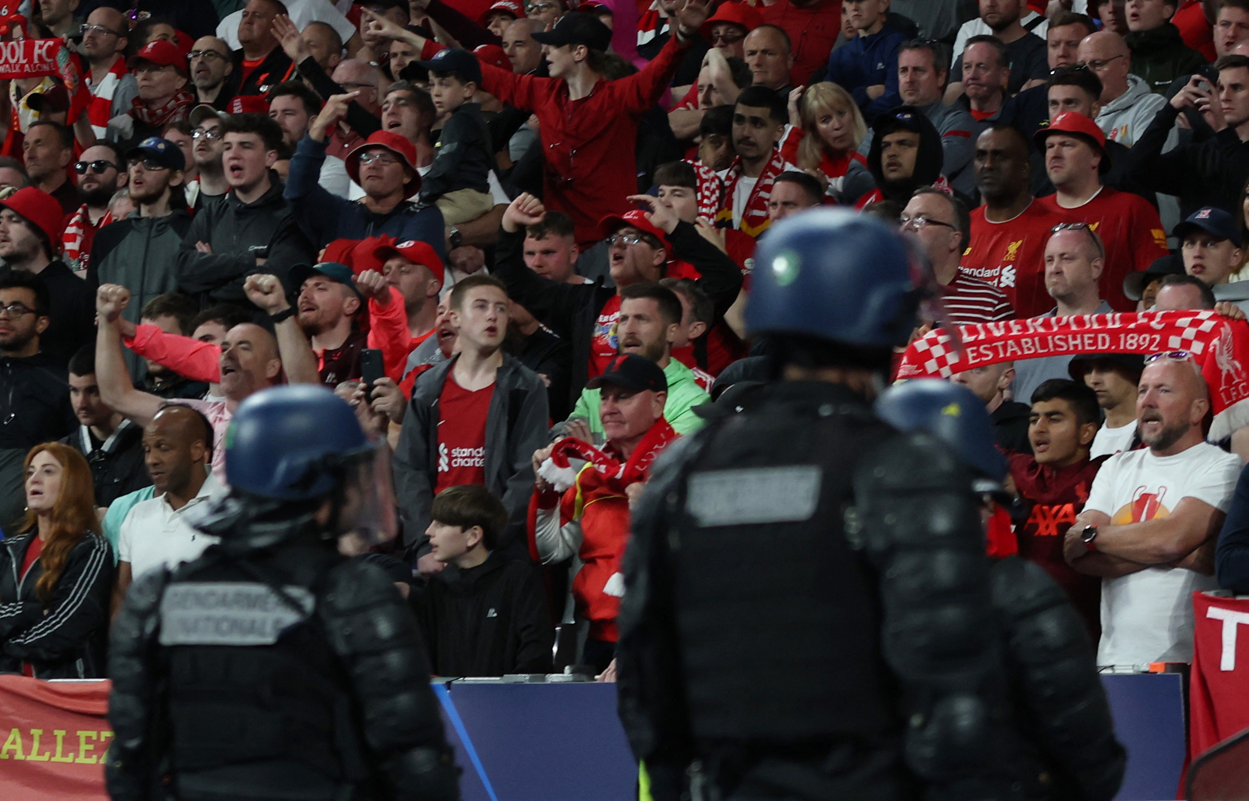 Soccer Football - Champions League Final - Liverpool v Real Madrid - Stade de France, Saint-Denis near Paris, France - May 28, 2022 Liverpool fans REUTERS