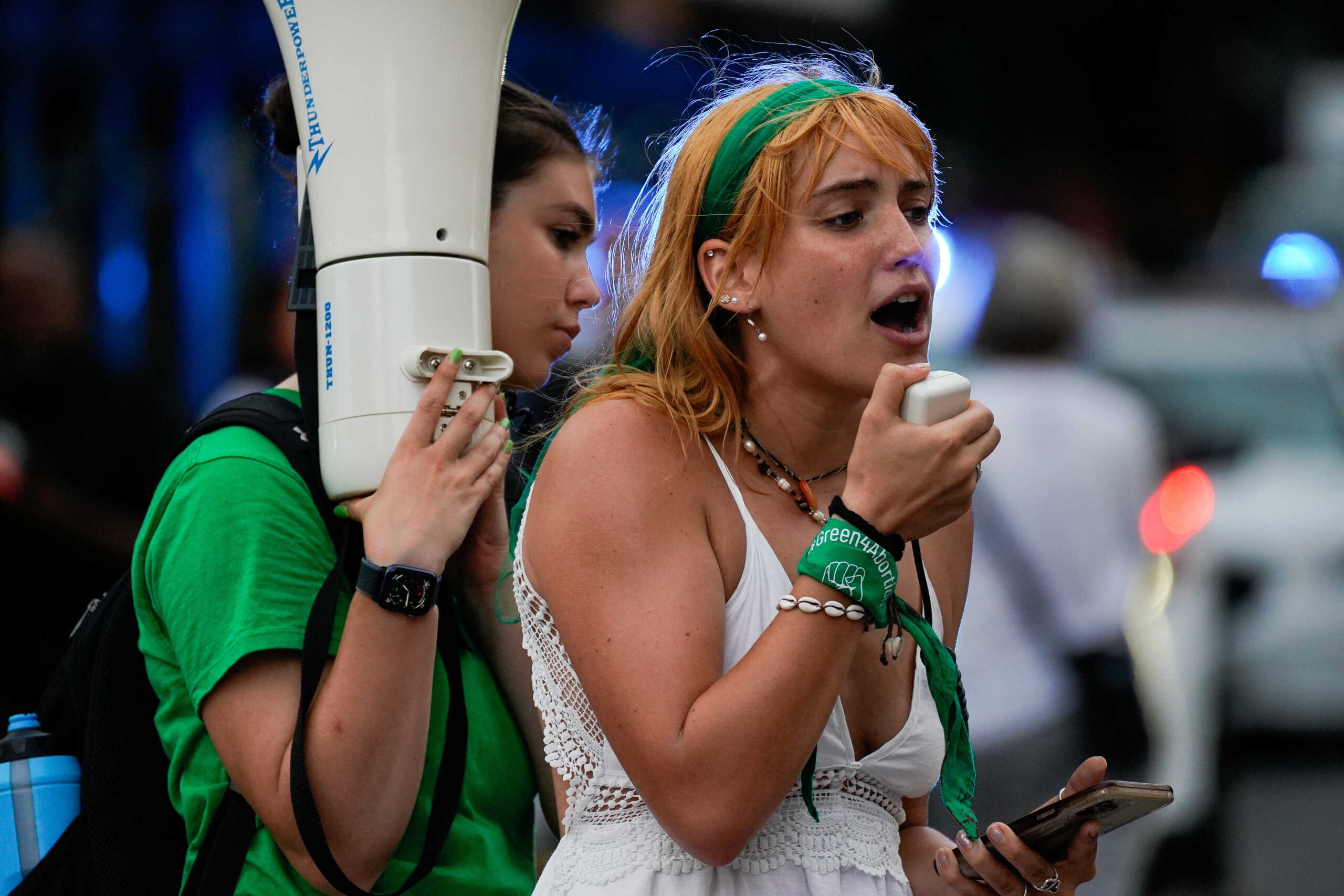 Abortion rights protester Julianne D'Eredita of Austin, Texas, demonstrates outside in the street near the White House during a march from the U.S. Supreme Court to the White House after the court ruled in the Dobbs v Women's Health Organization abortion case, overturning the landmark Roe v Wade abortion decision, in Washington, U.S., June 26, 2022. REUTERS