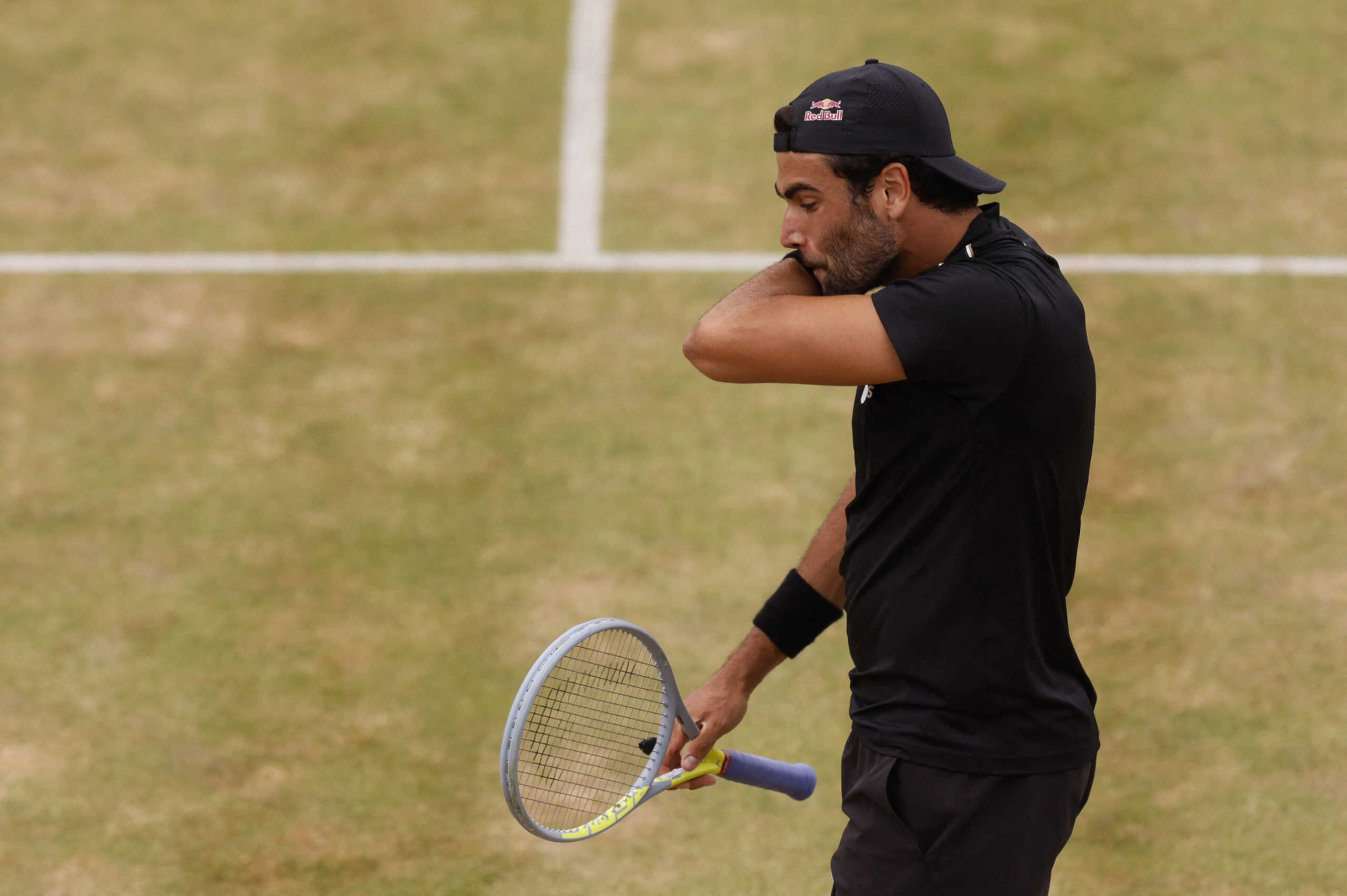 Tennis - ATP 500 - Queen's Club Championships - Queen's Club, London, Britain - June 18, 2022 Italy's Matteo Berrettini reacts during his semi final match against Netherlands' Botic Van De Zandschulp Action Images via Reuters