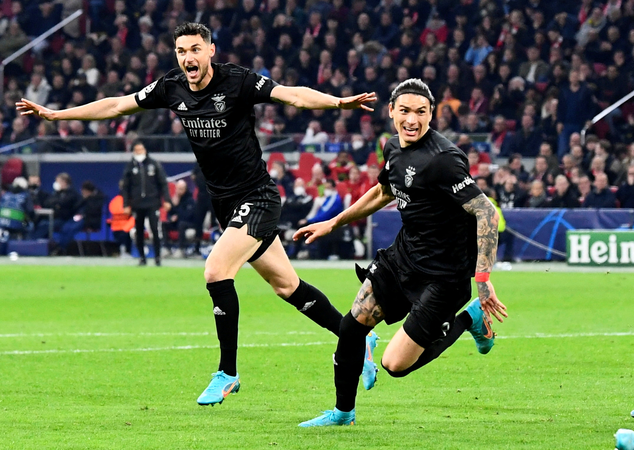 FILE PHOTO: Soccer Football - Champions League - Round of 16 Second Leg - Ajax Amsterdam v Benfica - Johan Cruijff Arena, Amsterdam, Netherlands - March 15, 2022 Benfica's Darwin Nunez celebrates scoring their first goal REUTERS