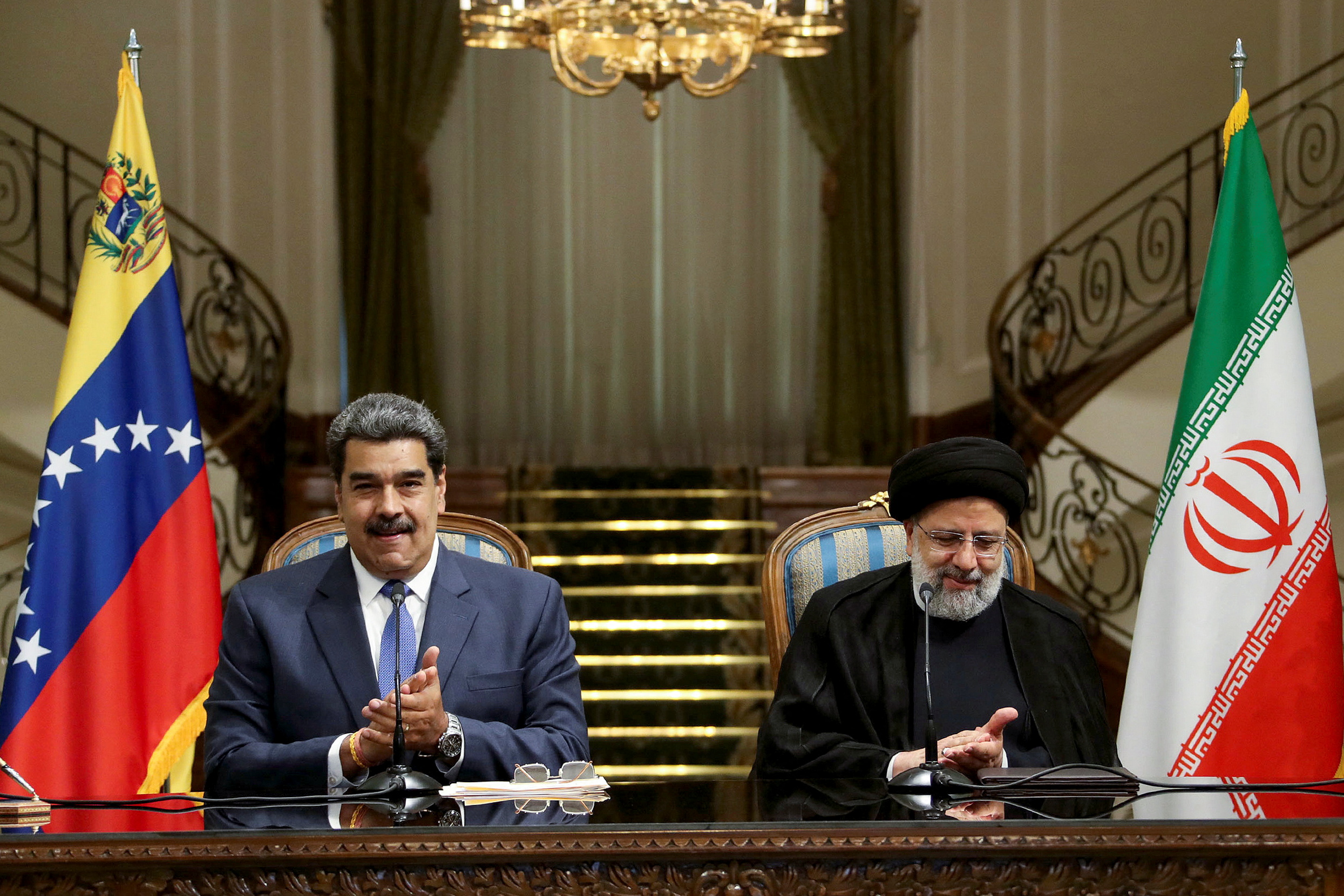 Iranian President Ebrahim Raisi and Venezuelan President Nicolas Maduro attend a news conference in Tehran, Iran, June 11, 2022. President Website