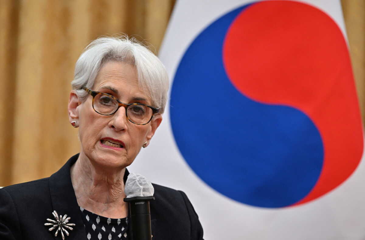 U.S Deputy Secretary of State Wendy Sherman speaks to media after a meeting with South Korea's First Vice Foreign Minister Cho Hyun-dong at the Foreign Ministry, in Seoul, South Korea June 7, 2022. Jung Yeon-je