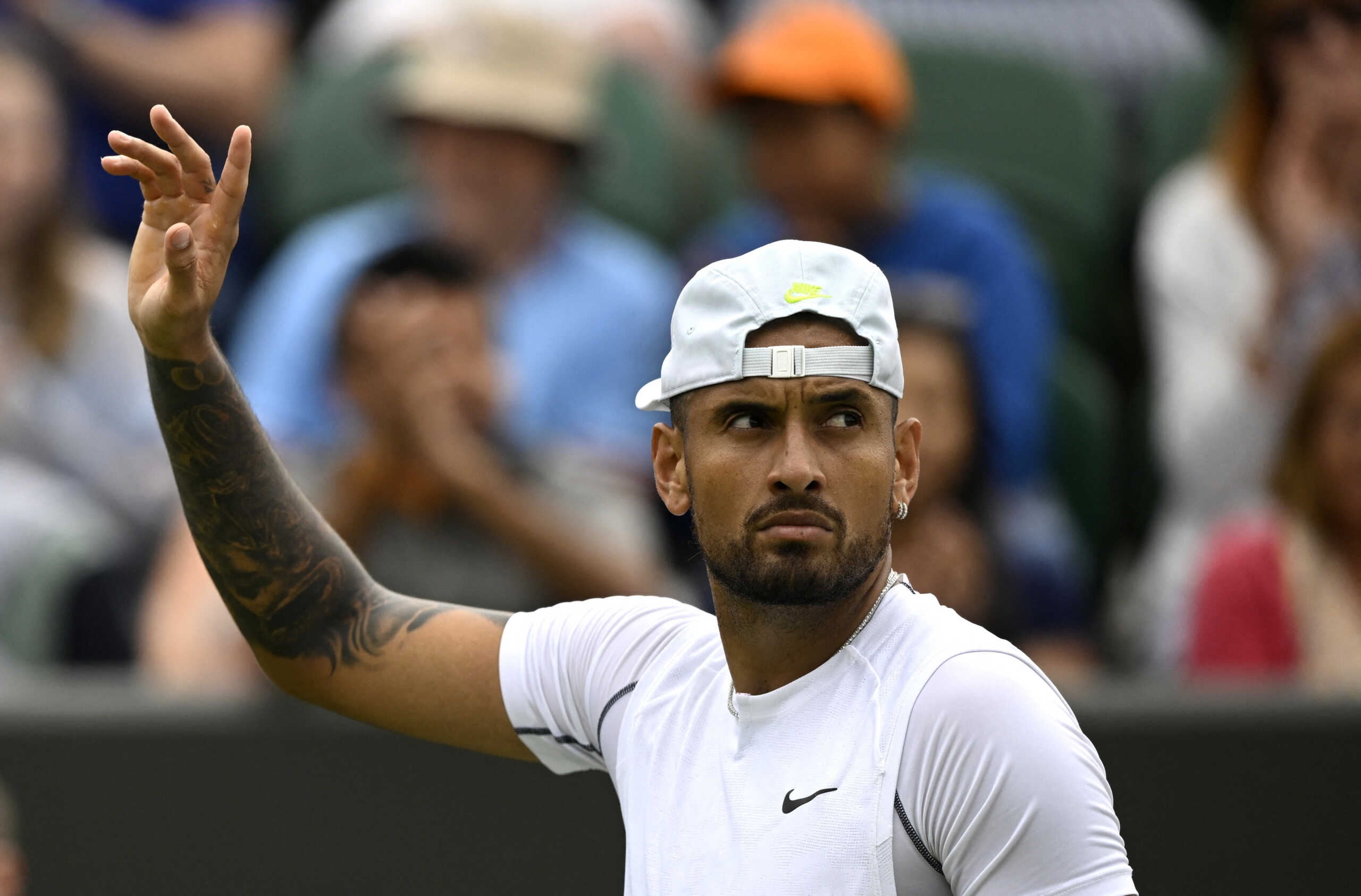 Tennis - Wimbledon - All England Lawn Tennis and Croquet Club, London, Britain - June 30, 2022 Australia's Nick Kyrgios acknowledges the crowd after winning his second round match against Serbia's Filip Krajinovic REUTERS