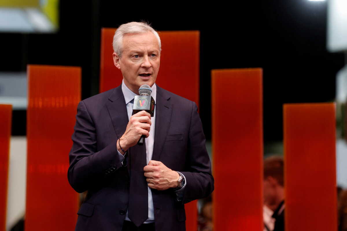 French Minister for Economy, Finance, Industry and Digital Security Bruno Le Maire speaks at the Viva Technology conference dedicated to innovation and startups at Porte de Versailles exhibition center in Paris, France June 15, 2022. REUTERS