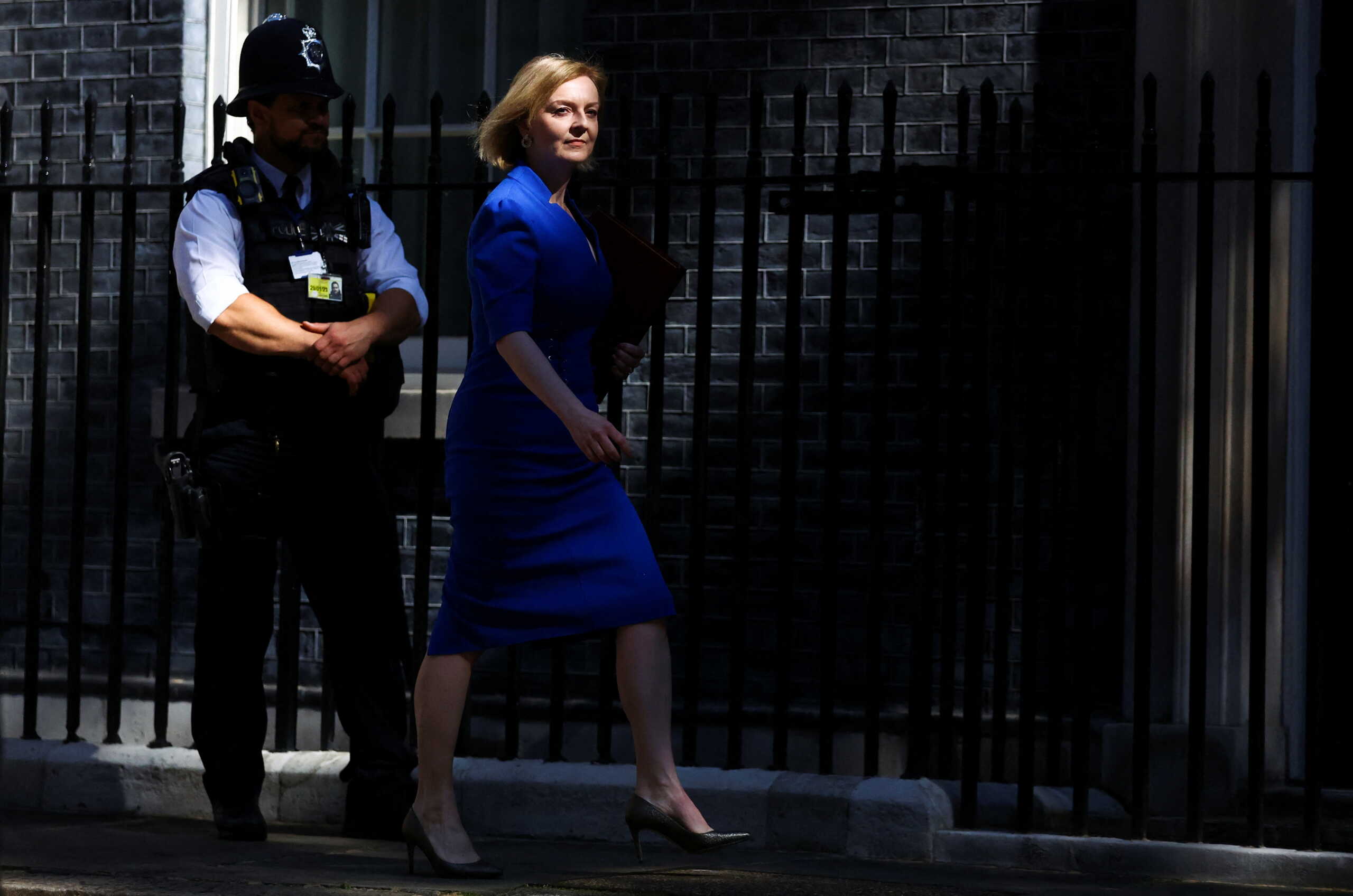 British Foreign Secretary Liz Truss arrives at 10 Downing Street, in London, Britain, June 7, 2022. REUTERS