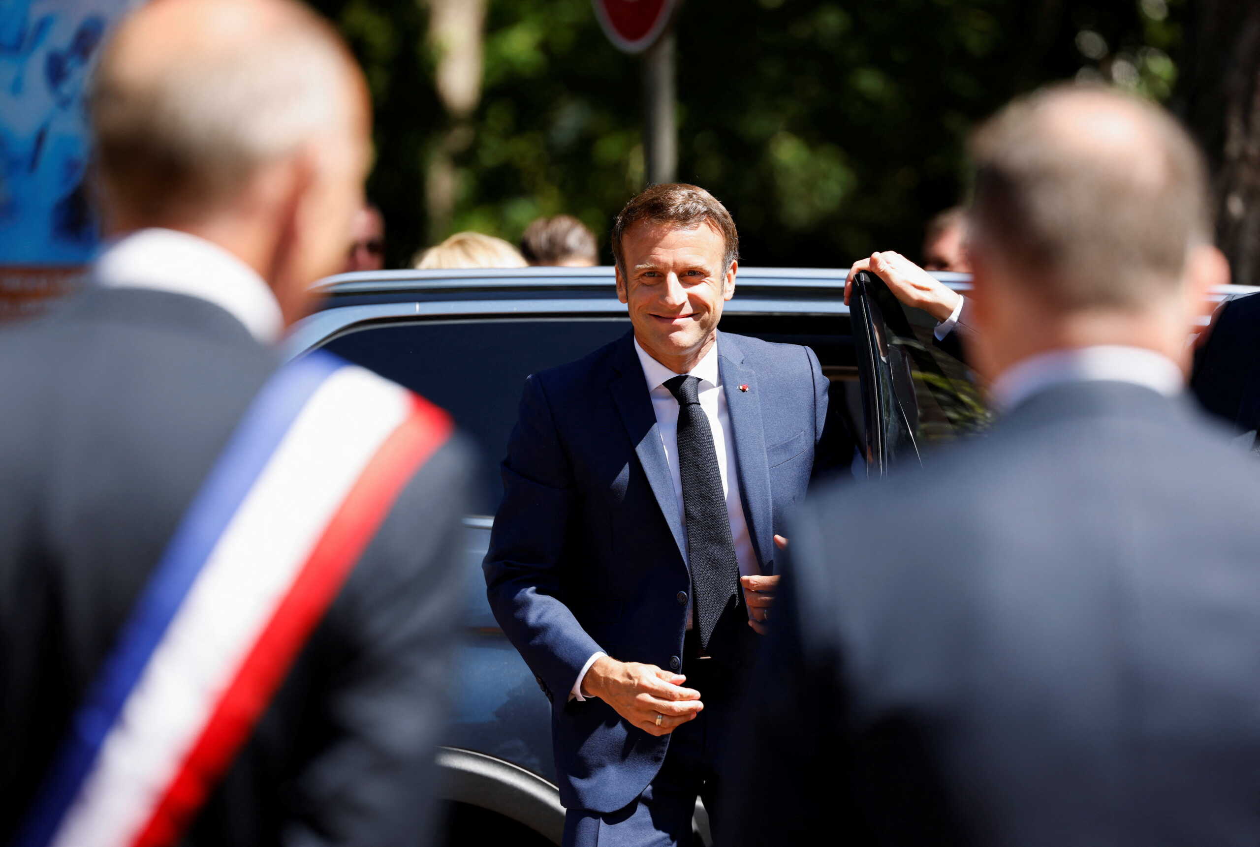 French President Emmanuel Macron votes in the first round of French parliamentary elections, at a polling station in Le Touquet, France, June 12, 2022.  Ludovic Marin