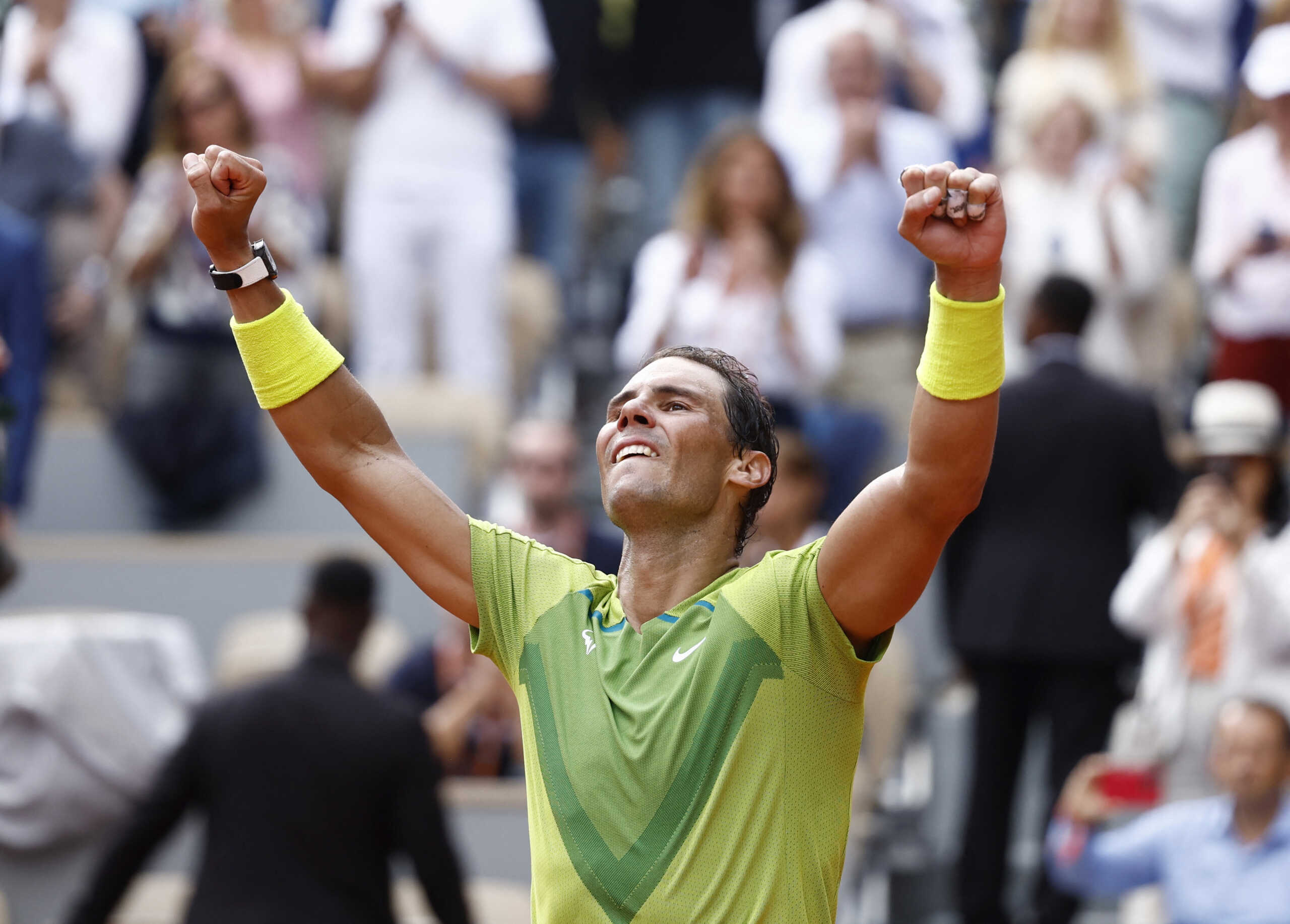 Tennis - French Open - Roland Garros, Paris, France - June 5, 2022 Spain's Rafael Nadal celebrates winning the men's singles final against Norway's Casper Ruud REUTERS