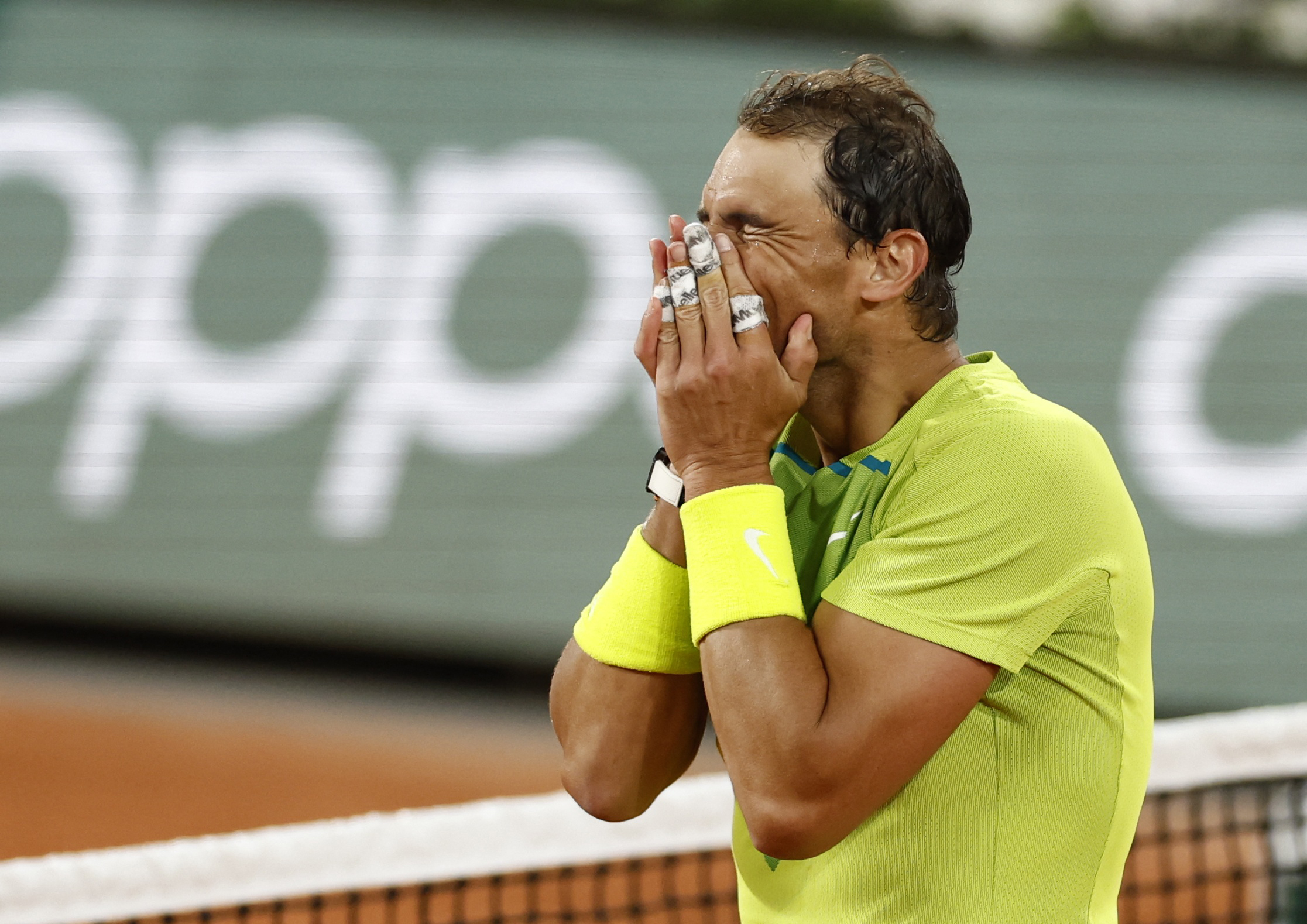 Tennis - French Open - Roland Garros, Paris, France - June 1, 2022  Spain's Rafael Nadal celebrates winning his quarter final match against Serbia's Novak Djokovic REUTERS