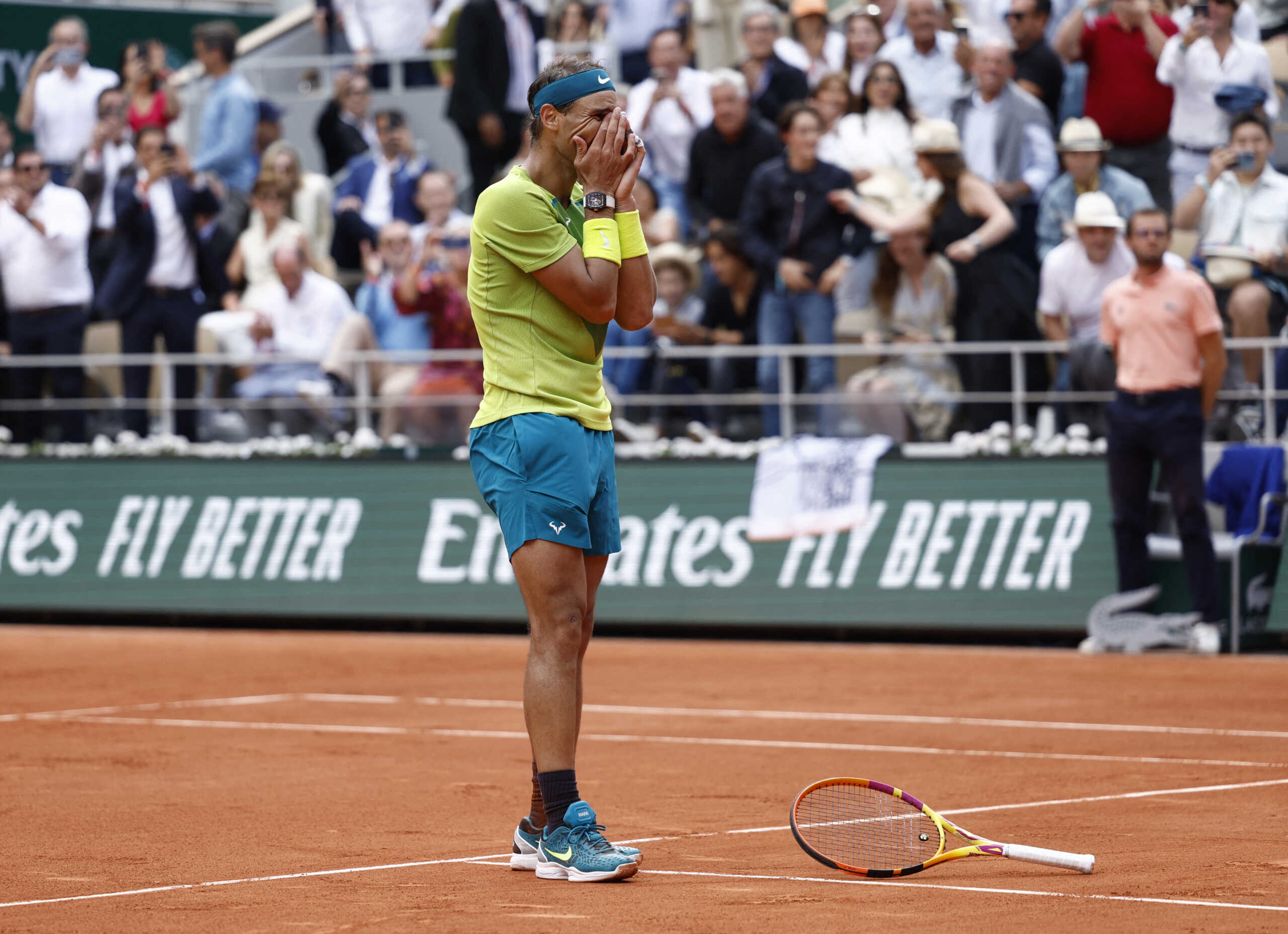 Tennis - French Open - Roland Garros, Paris, France - June 5, 2022 Spain's Rafael Nadal celebrates winning the men's singles final against Norway's Casper Ruud REUTERS