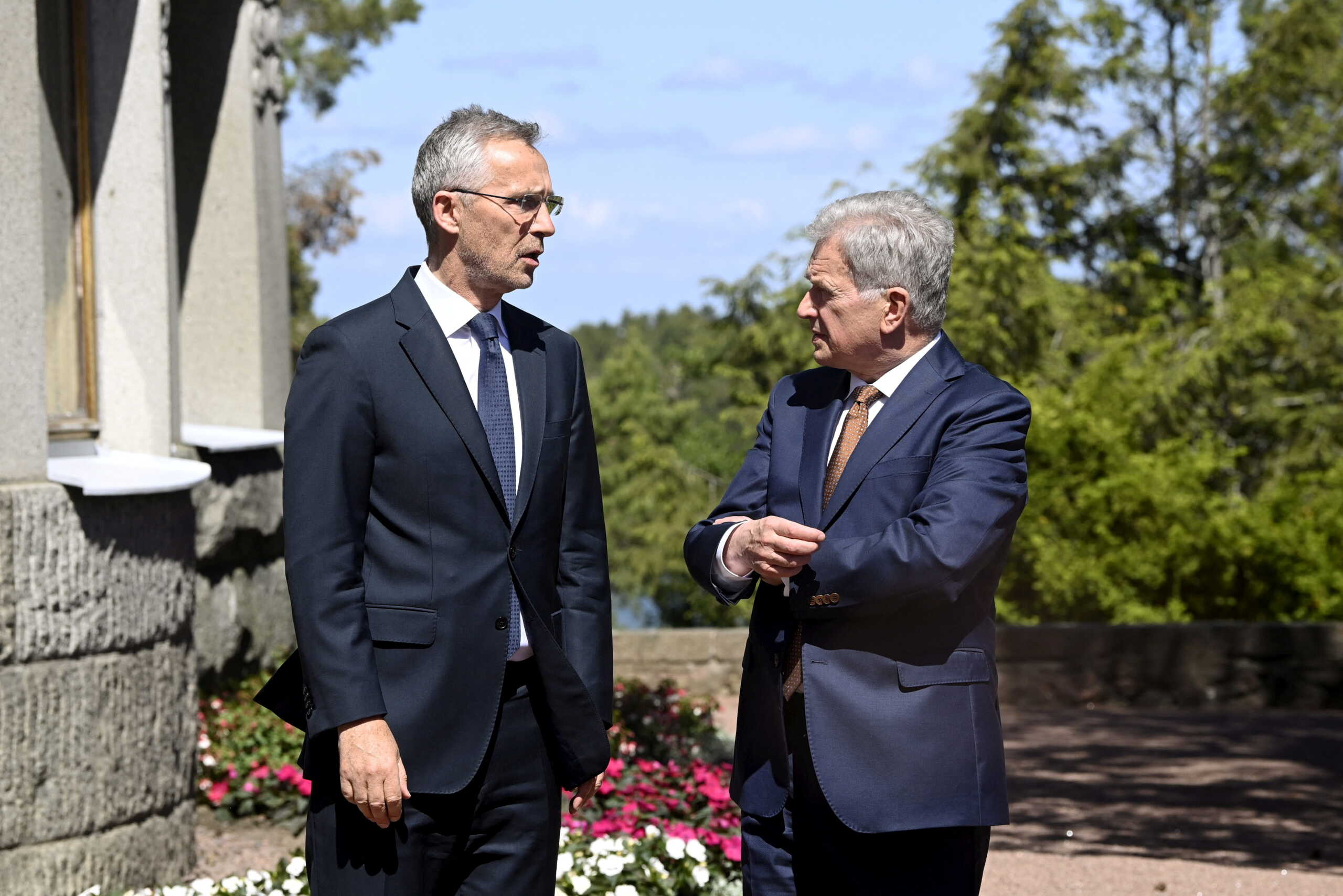Finnish President Sauli Niinisto is meeting NATO Secretary General Jens Stoltenberg during Kultaranta Talks, hosted by Finnish President at the Presidential Summer Residence Kultaranta, in Naantali, Finland, June 12, 2022. Lehtikuva