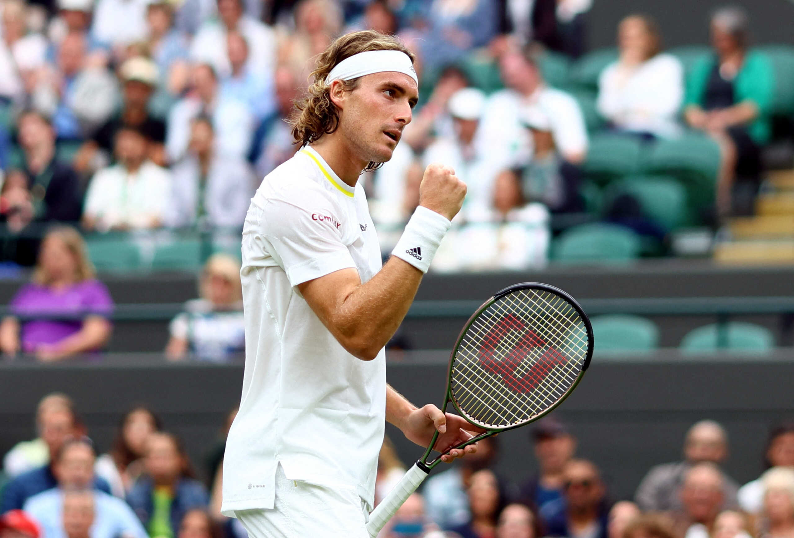 Tennis - Wimbledon - All England Lawn Tennis and Croquet Club, London, Britain - June 30, 2022 Greece's Stefanos Tsitsipas reacts during his second round match against Australia's Jordan Thompson REUTERS