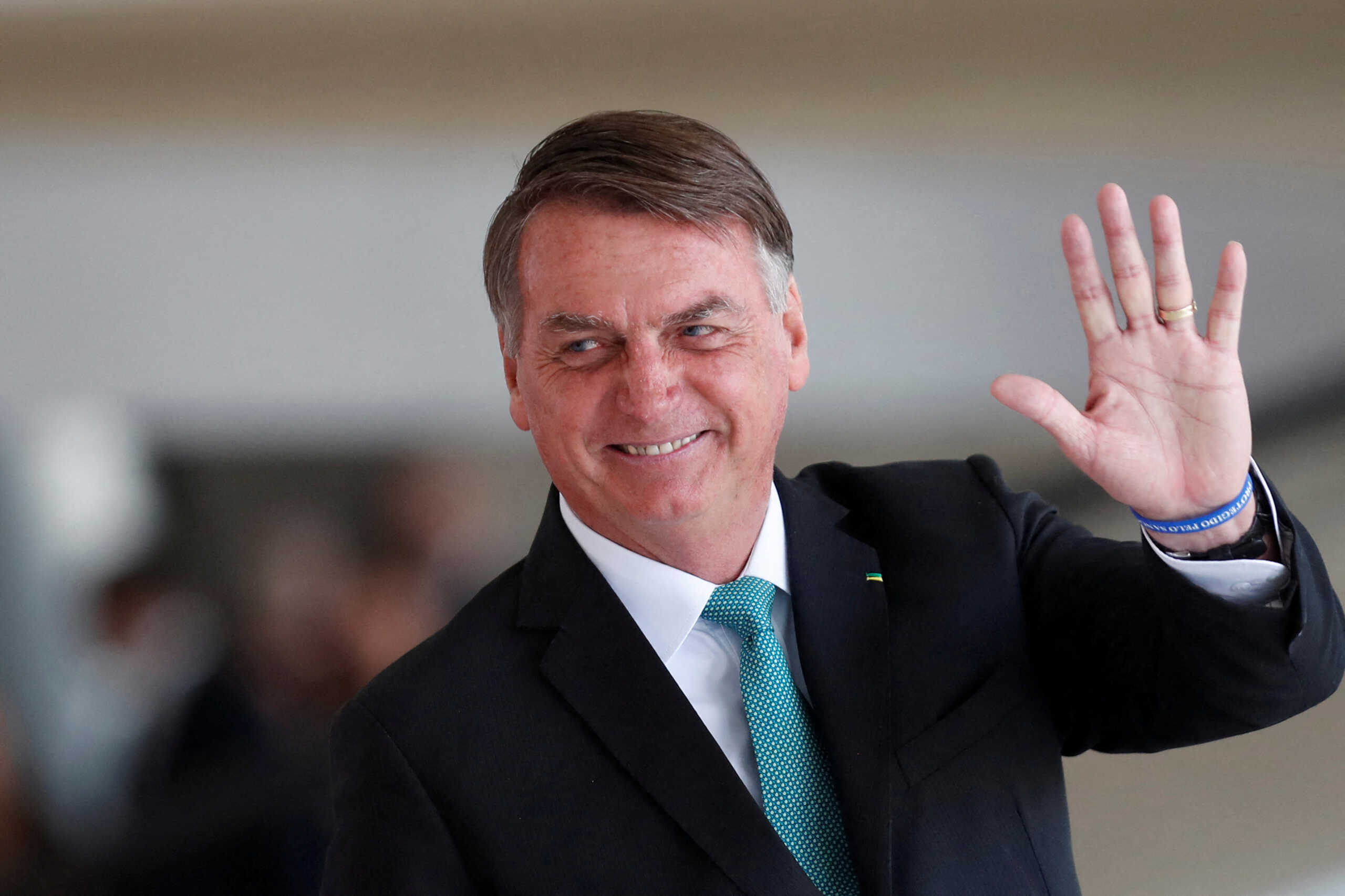 FILE PHOTO: Brazil's President Jair Bolsonaro gestures after meeting with Hungary's President Katalin Novak (not pictured) at the Planalto Palace in Brasilia, Brazil, July 11, 2022 REUTERS