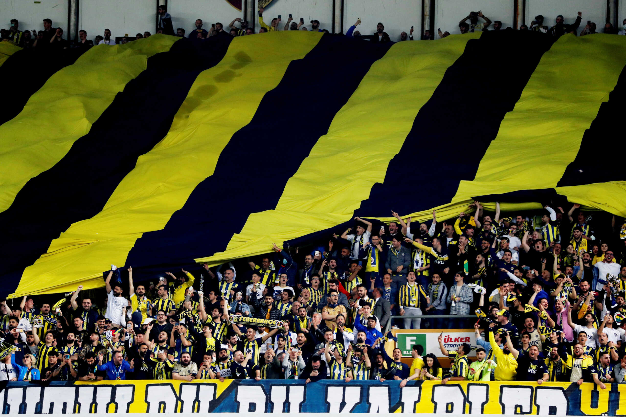 FILE PHOTO: Soccer Football - Super Lig - Fenerbahce v Galatasaray - Sukru Saracoglu Stadium, Istanbul, Turkey - April 10, 2022 Fenerbahce fans inside the stadium before the match REUTERS
