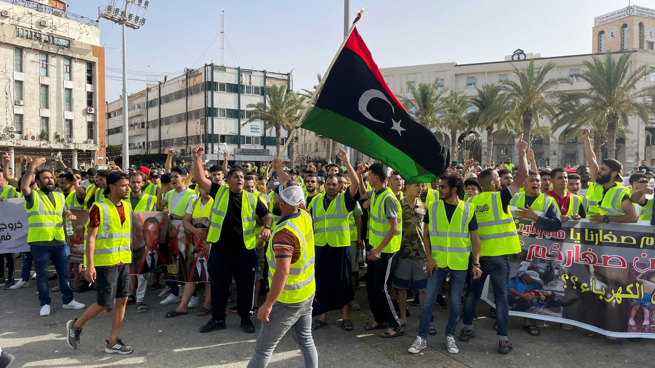 People protest against a power outage inside Martyrs' Square, in Tripoli, Libya  July 1, 2022. REUTERS
