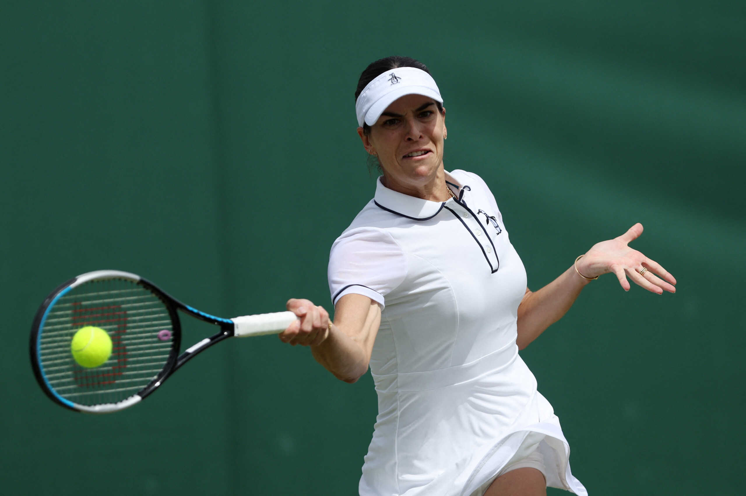 Tennis - Wimbledon - All England Lawn Tennis and Croquet Club, London, Britain - July 2, 2022 Australia's Ajla Tomljanovic in action during her third round match against Czech Republic's Barbora Krejcikova REUTERS