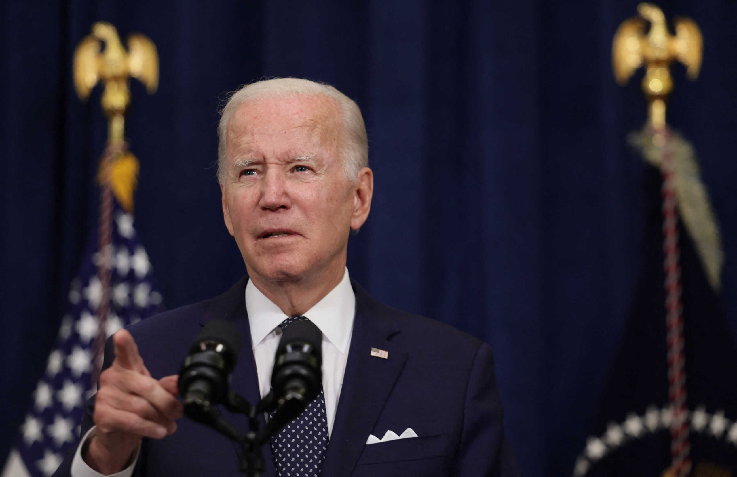 U.S. President Joe Biden attends a news conference at Waldorf Astoria in Jeddah, Saudi Arabia July 15, 2022. REUTERS