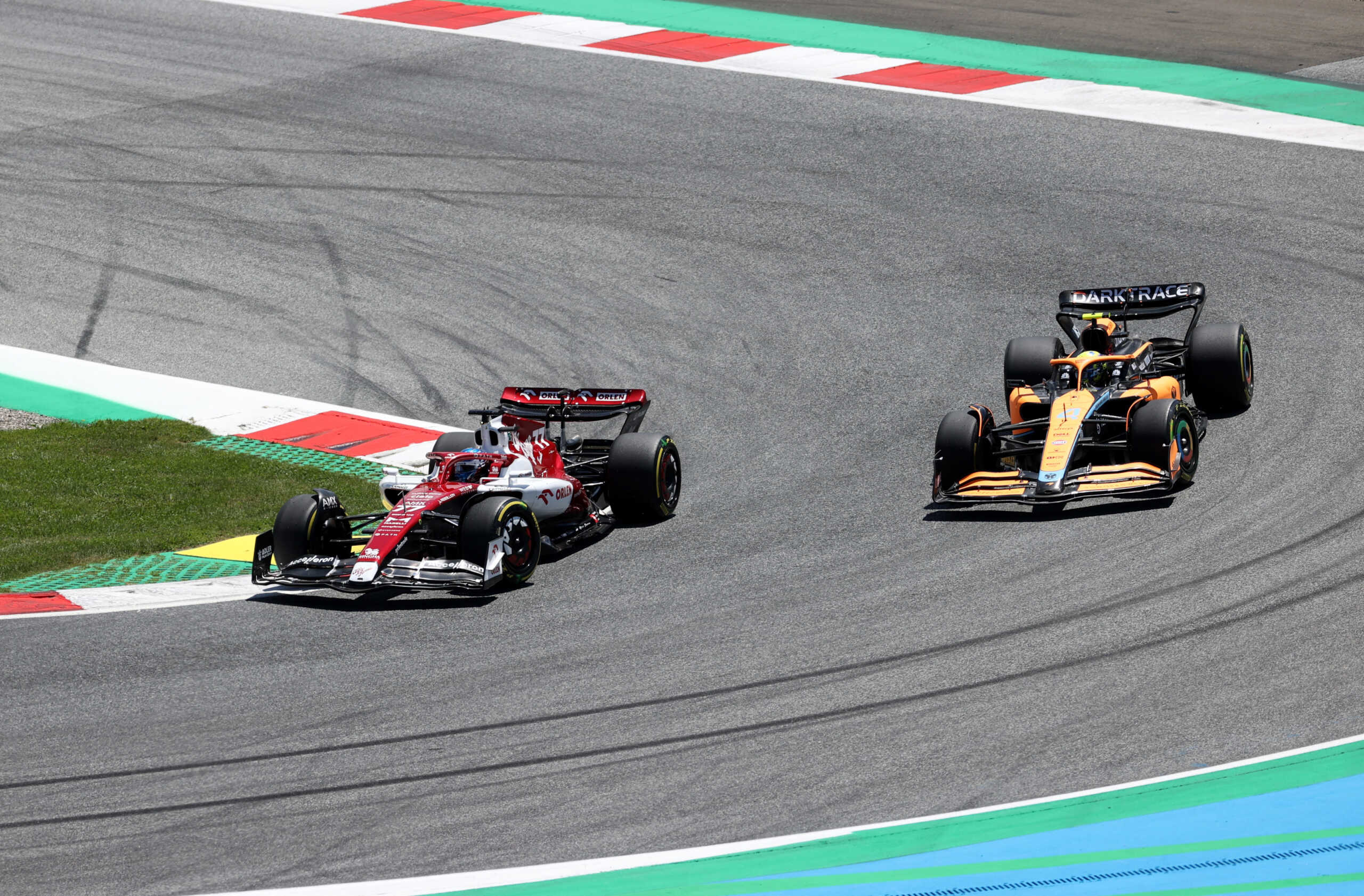 Formula One F1 - Austrian Grand Prix - Red Bull Ring, Spielberg, Austria - July 8, 2022 Alfa Romeo's Valtteri Bottas and McLaren's Lando Norris in action during practice REUTERS
