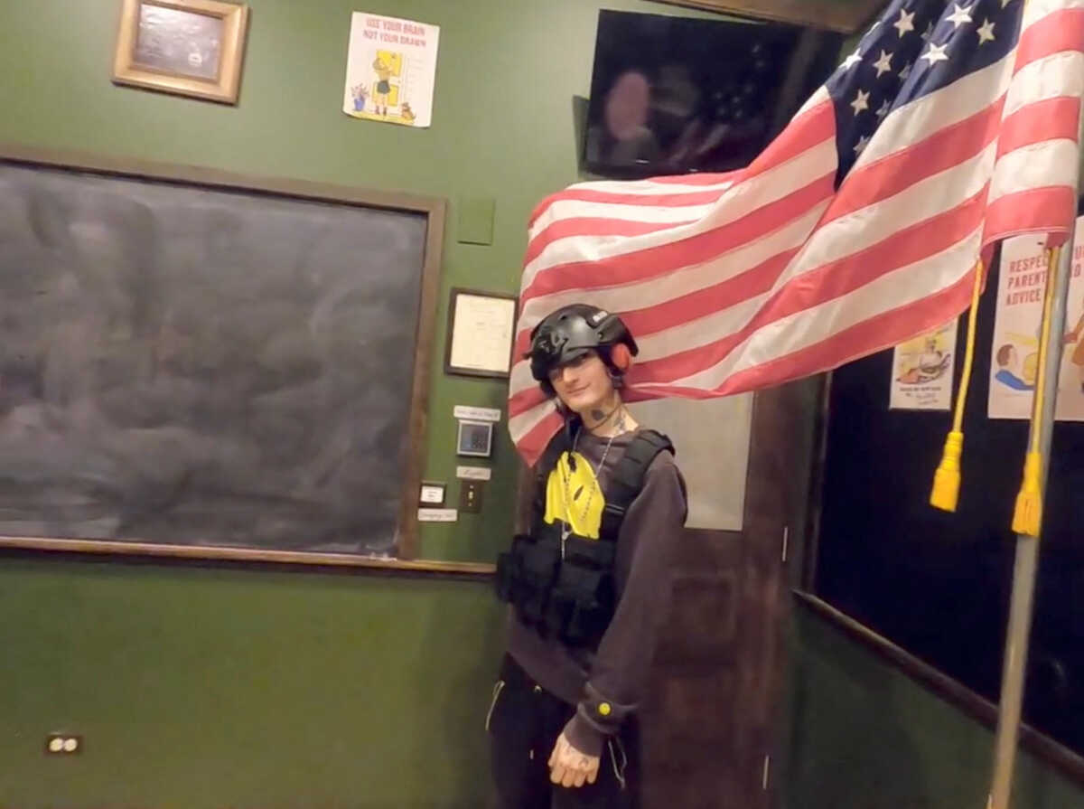 Robert (Bob) E. Crimo III, a person of interest in the mass shooting that took place at a Fourth of July parade route in the wealthy Chicago suburb of Highland Park, Illinois, U.S. is seen in this still image obtained from a social media video. Robert Crimo