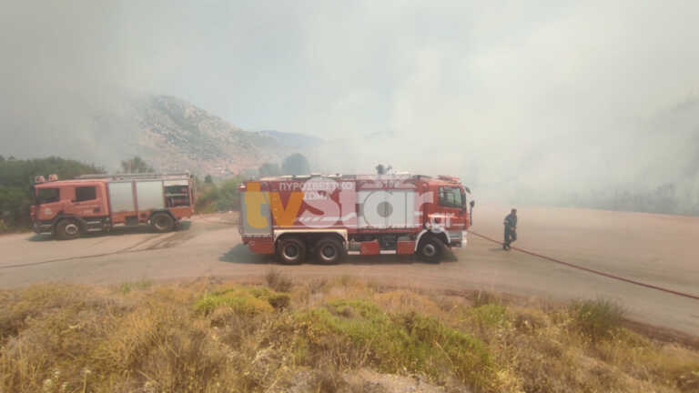 Ένα χιλιόμετρο από το Δίστομο η φωτιά – «Επικίνδυνη» η πυρκαγιά, καίει  θαμνώδη δασική περιοχή