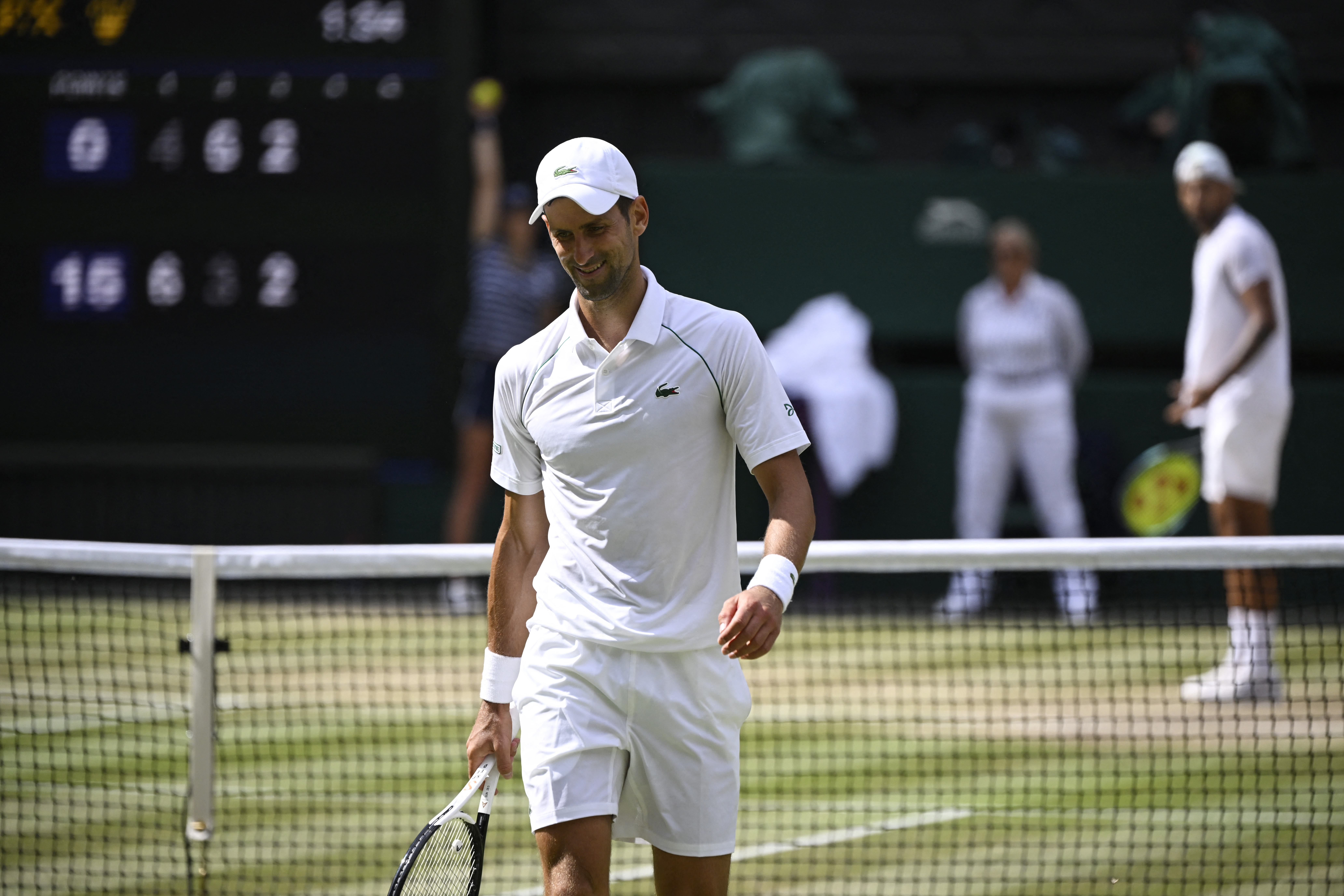 Tennis - Wimbledon - All England Lawn Tennis and Croquet Club, London, Britain - July 10, 2022 Serbia's Novak Djokovic reacts during the men's singles final against Australia's Nick Kyrgios REUTERS