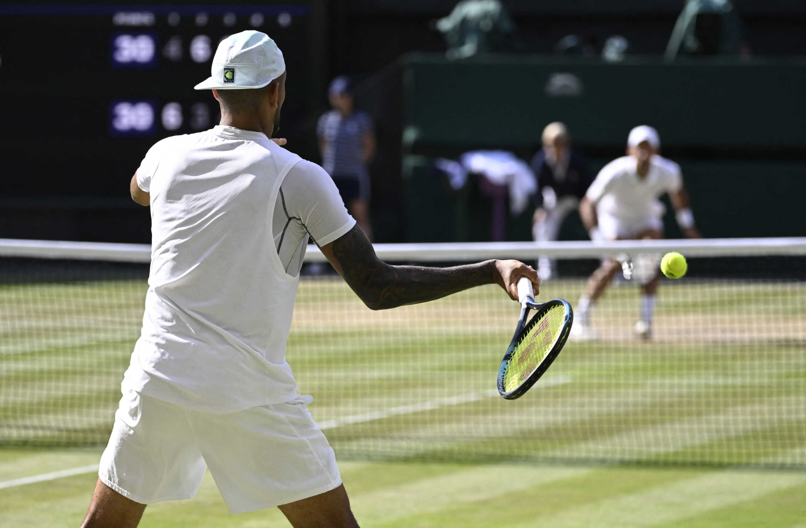 Tennis - Wimbledon - All England Lawn Tennis and Croquet Club, London, Britain - July 10, 2022 Australia's Nick Kyrgios in action during the men's singles final against Serbia's Novak Djokovic REUTERS