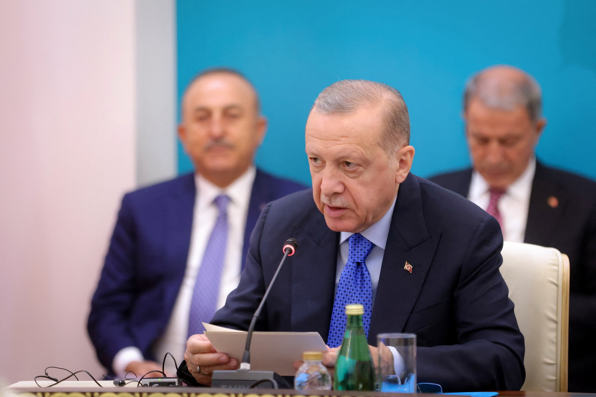Turkish President Recep Tayyip Erdogan attends a summit of leaders from the guarantor states of the Astana process, designed to find a peace settlement in the Syrian conflict, in Tehran, Iran July 19, 2022. President Website