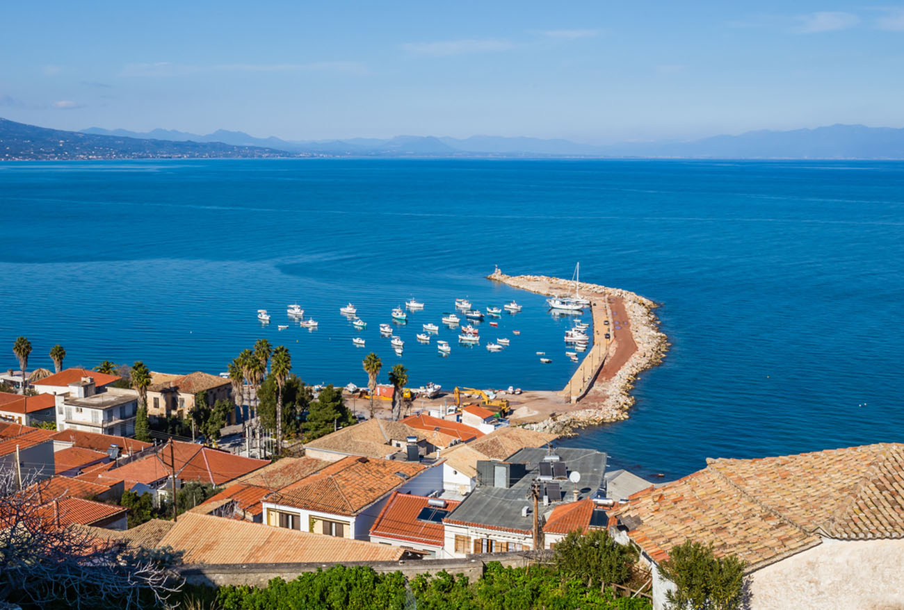 traditional Greek village of Koroni from high point view