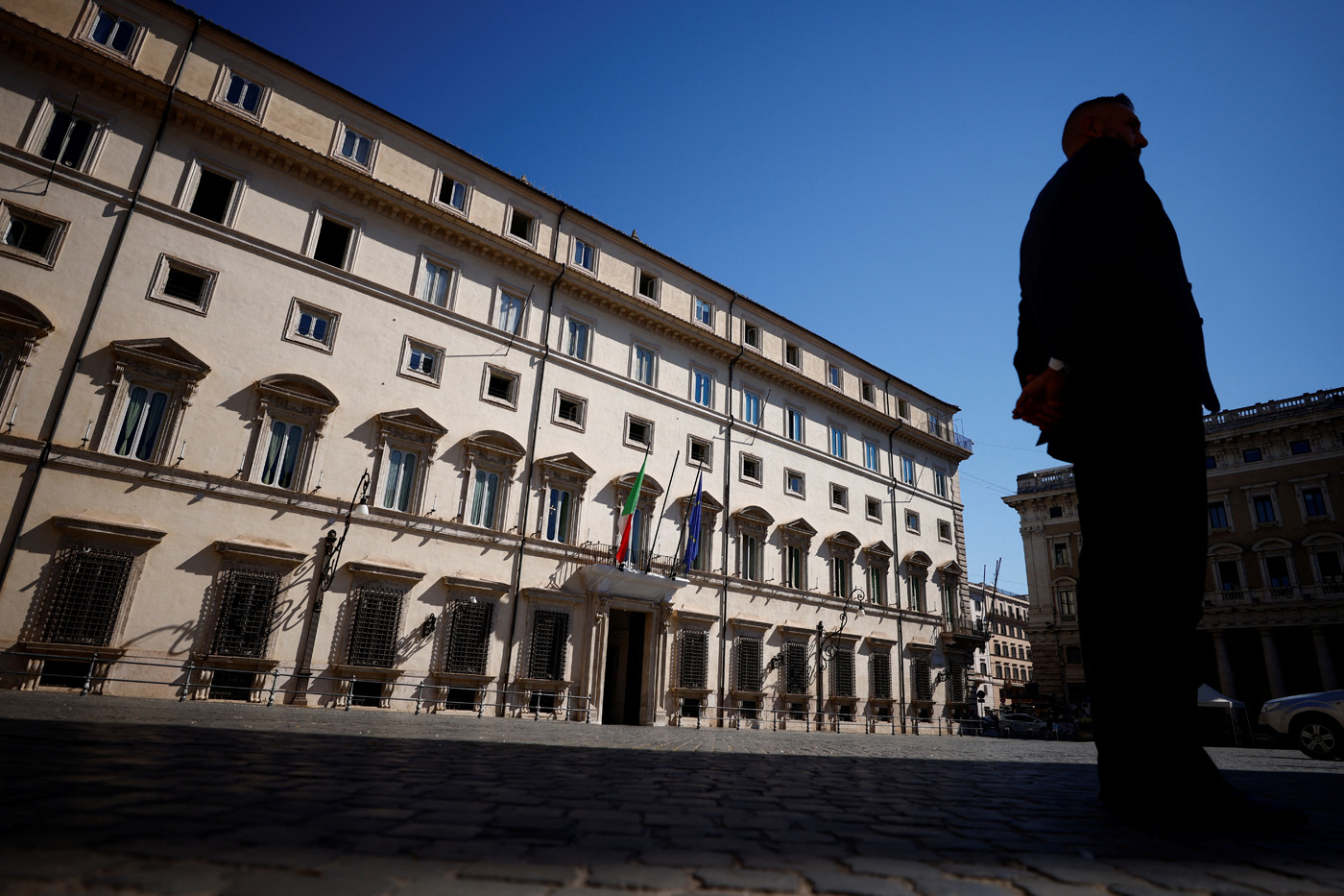 A view of the Prime Minister's office Chigi Palace the day after Italian Prime Minister Mario Draghi tendered his resignation to Italian President Sergio Mattarella, in Rome, Italy, July 15, 2022. REUTERS