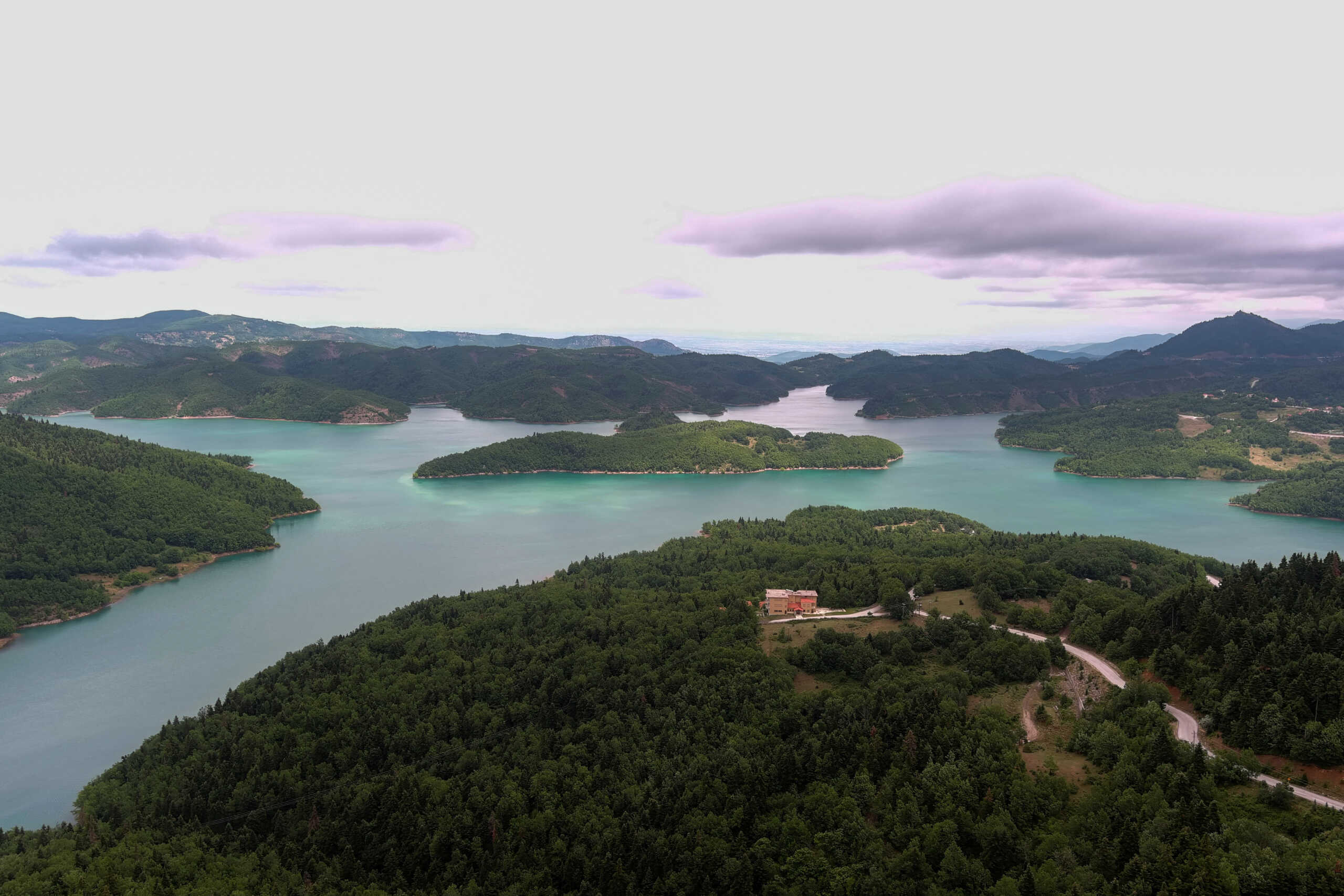 An aerial view of the Plastiras Lake, Greece, July 9, 2022. REUTERS