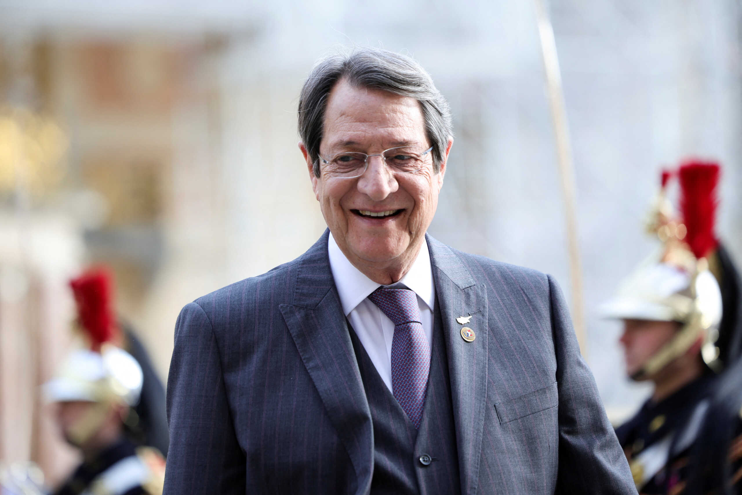 FILE PHOTO: Cypriot President Nicos Anastasiades arrives to attend an informal summit of EU leaders at the Chateau de Versailles, near Paris, France March 11, 2022. REUTERS