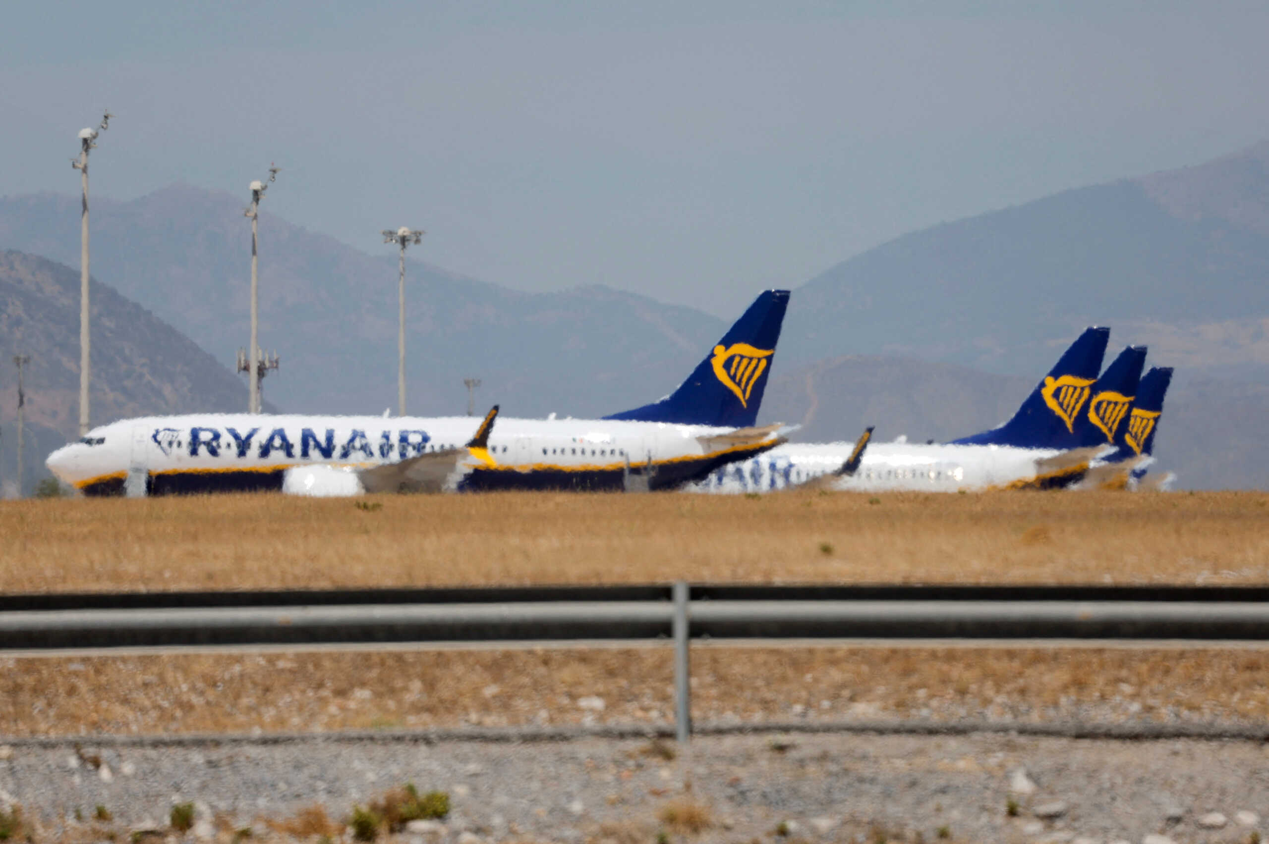 Ryanair aircrafts are seen parked at Malaga-Costa del Sol Airport during the cabin crew strike, in Malaga, Spain, June 30, 2022. REUTERS