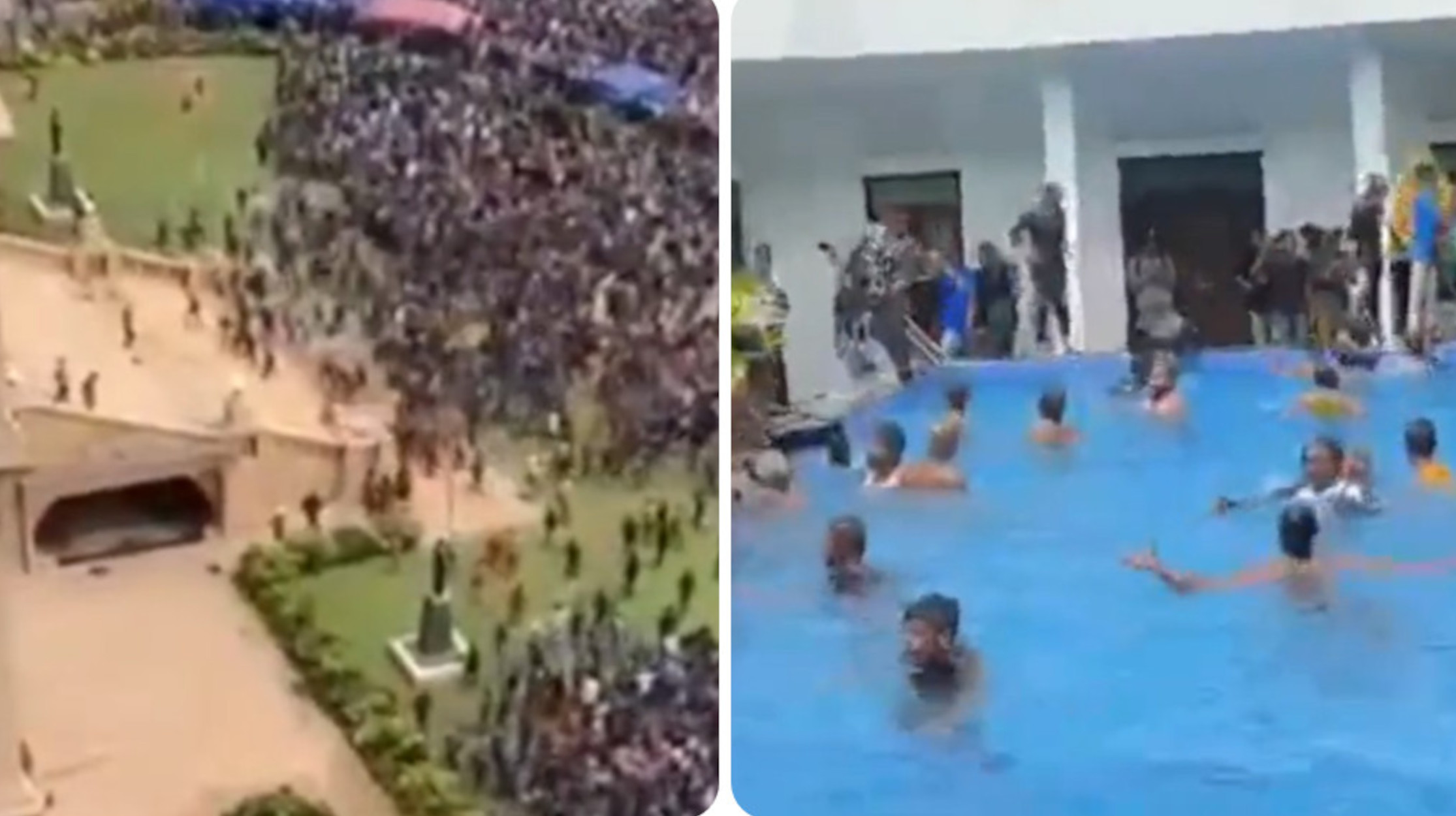 Σρι Λάνκα: Η στιγμή που οι διαδηλωτές εισβάλουν στο σπίτι του προέδρου και μετά… κάνουν μπανάκι στην πισίνα