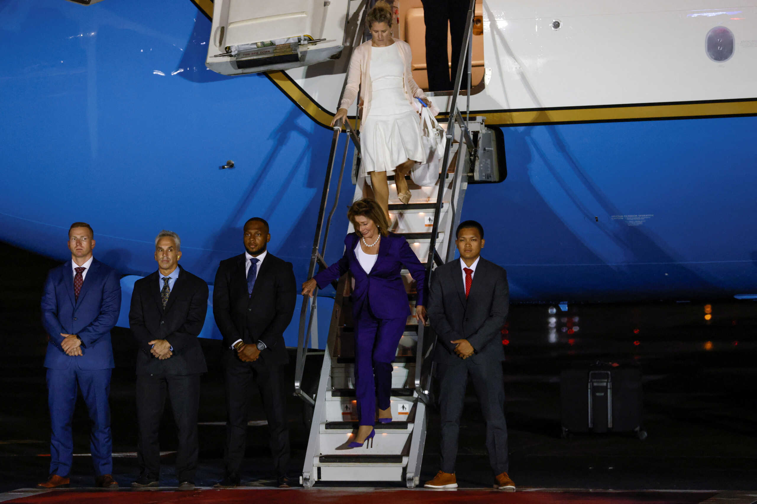 U.S. House of Representatives Speaker Nancy Pelosi arrives at Yokota U.S. Air Force Base in Fussa, on the outskirts of Tokyo, Japan August 4, 2022. REUTERS