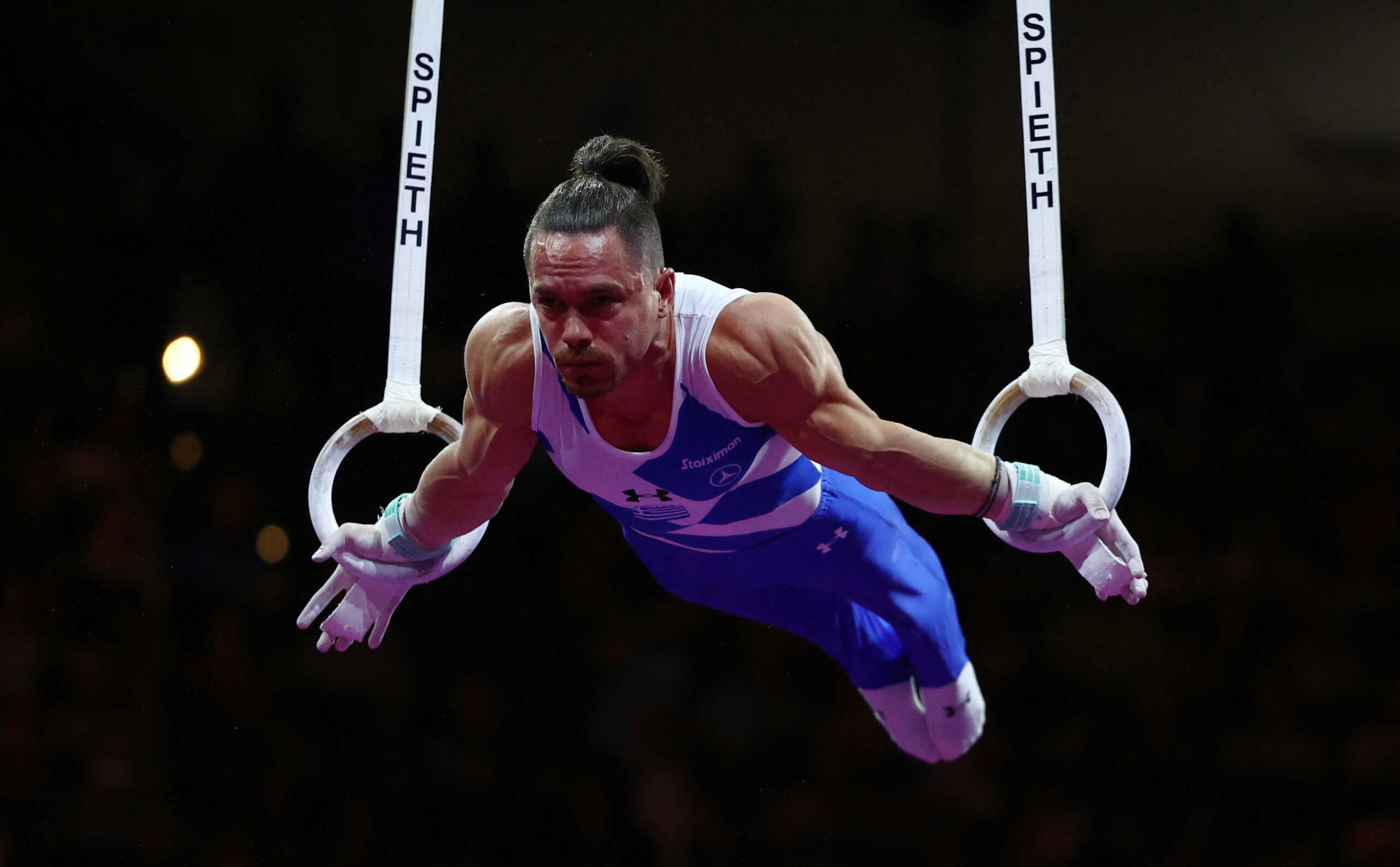 2022 European Championships - Artistic Gymnastics - Olympiahalle, Munich, Germany - August 21, 2022 Greece's Aleftherios Petrounias in action during the Men's Rings Final REUTERS