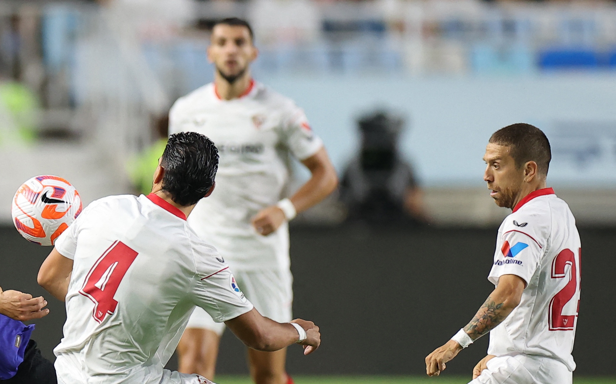 Soccer Football - Pre Season Friendly - Tottenham Hotspur v Sevilla - Seoul World Cup Stadium, Seoul, South Korea - July 16, 2022 Tottenham Hotspur's Richarlison in action with Sevilla's Karim Rekik REUTERS